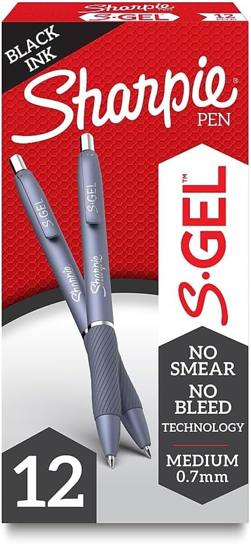 Sharpie S-Gel, Gel Pens, Drawing Pens, Gel Ink Pens for Journaling, Writing Pens, Coloring Pens, Medium Point Pens (0.7Mm), Pearl White Body, Black Ink Gel Pen, 12 Count image number 2