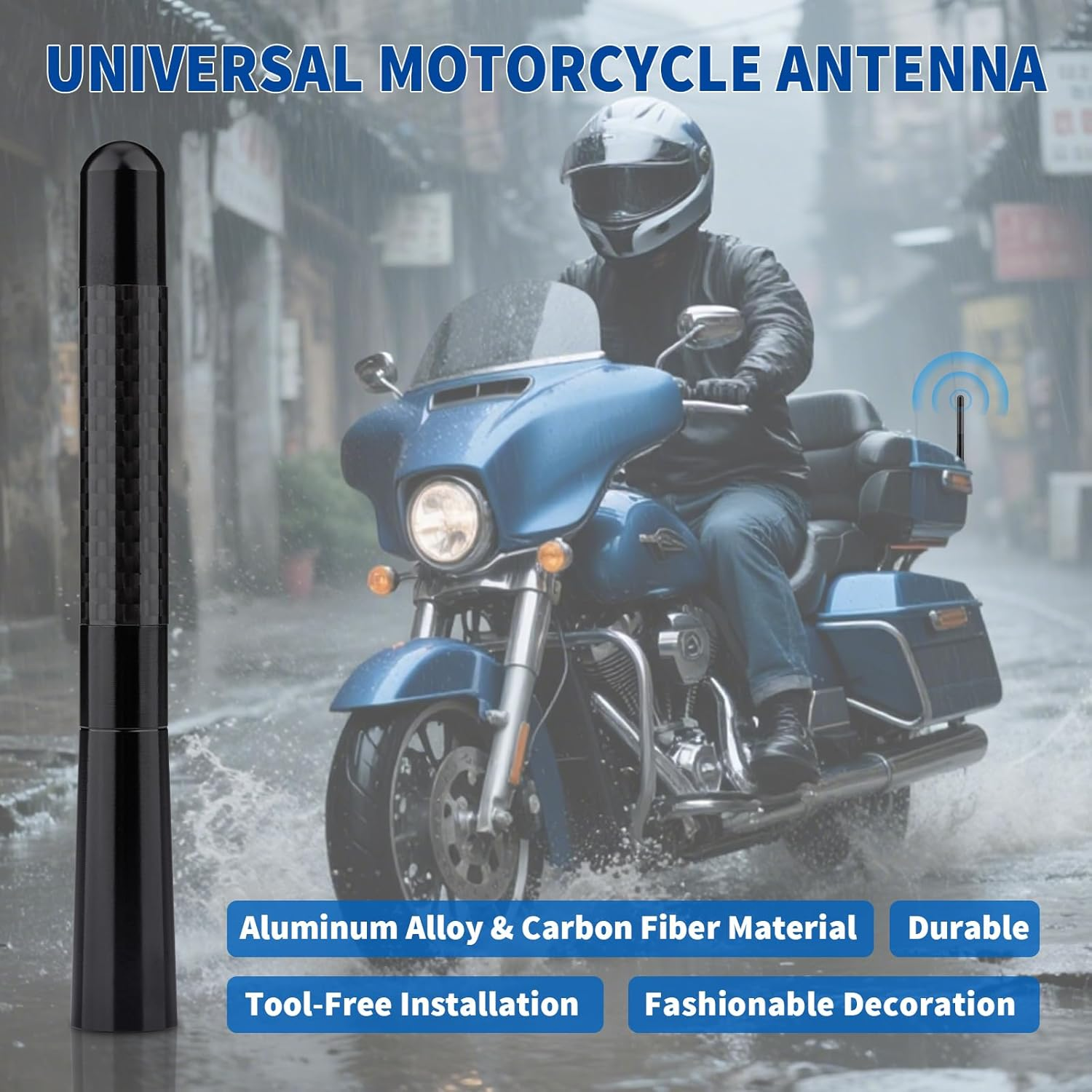 Carbon Fiber Motorcycles Antenna for 1989-2025 Road King Softail Touring Street Glide Road Glide Fat Boy Electra Glide Tour Ultra Classic Motorcycles Radio Antenna Mast Replacement(1-Pack) image number 2
