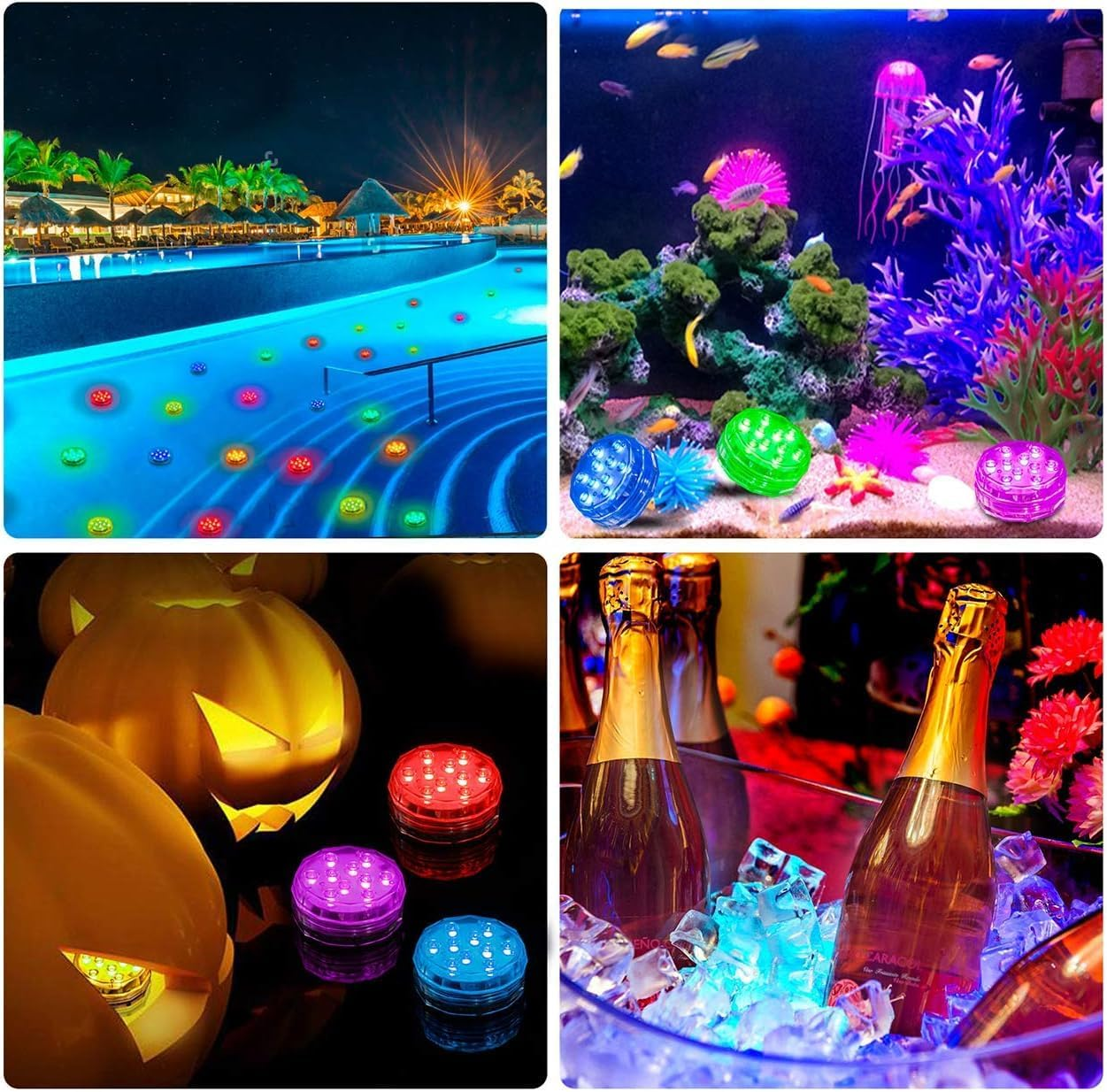 Submersible LED Lights Remote Control Battery Powered, RGB Multi Color Changing Waterproof Light for Pool, Vase Base, Spa, Aquarium, Pond, Hot Tub, Decoration, Party (2-Pack) image number 2