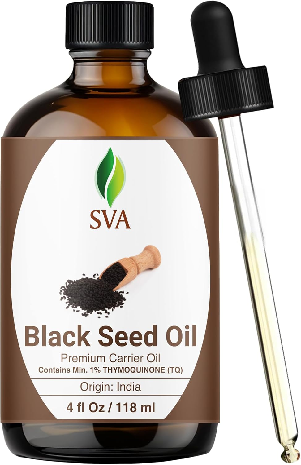 SVA Black Seed Oil 4 Fl Oz &ndash; 100% Natural Cold Pressed Carrier Oil with Dropper &ndash; for Hair, Skin, Nails & Body Massage image number 2