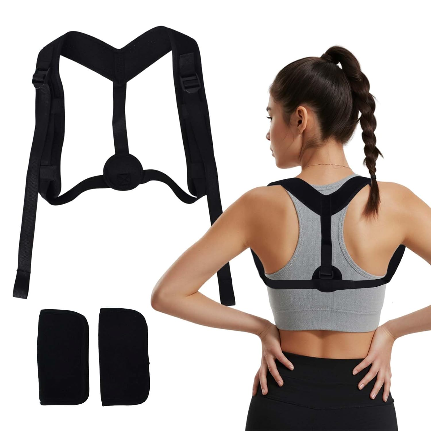 Posture Trainer for Women & Men &ndash; Adjustable Back Straightener for Posture Correction, Back Belt for Straight Posture, Muscle Building in Everyday Life, Office & Sports (Black) image number 5