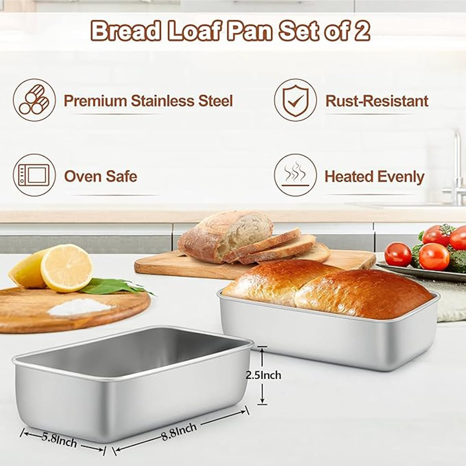 2 Pcs Bread Tin Loaf Pan for Baking Bread Baking Loaf Pans Easy Release Bread Pan Bread Stencils Bread Baking Dish Loaf Tin Cakesicles Mold Oven Tray Meat Pie Baking Pan Cake Mold Bread Baking Tray image number 1