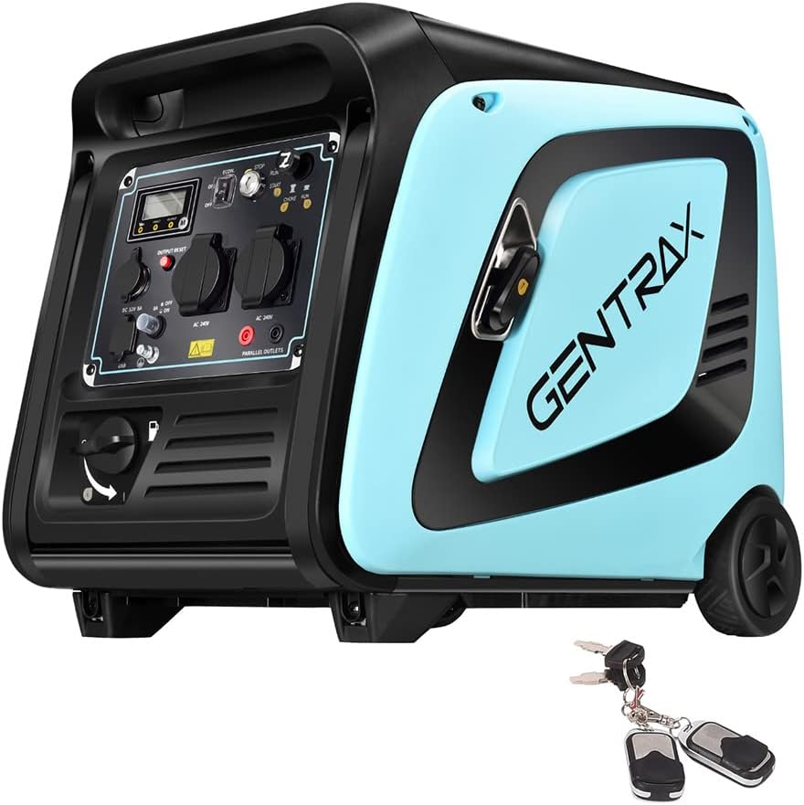 GENTRAX Inverter Generator 4.2KW Max, 3.5KW Rated, Portable Power Station for Camping, RV, and Home Backup with Quiet Operation, Wheels & Handle, Petrol Generator
