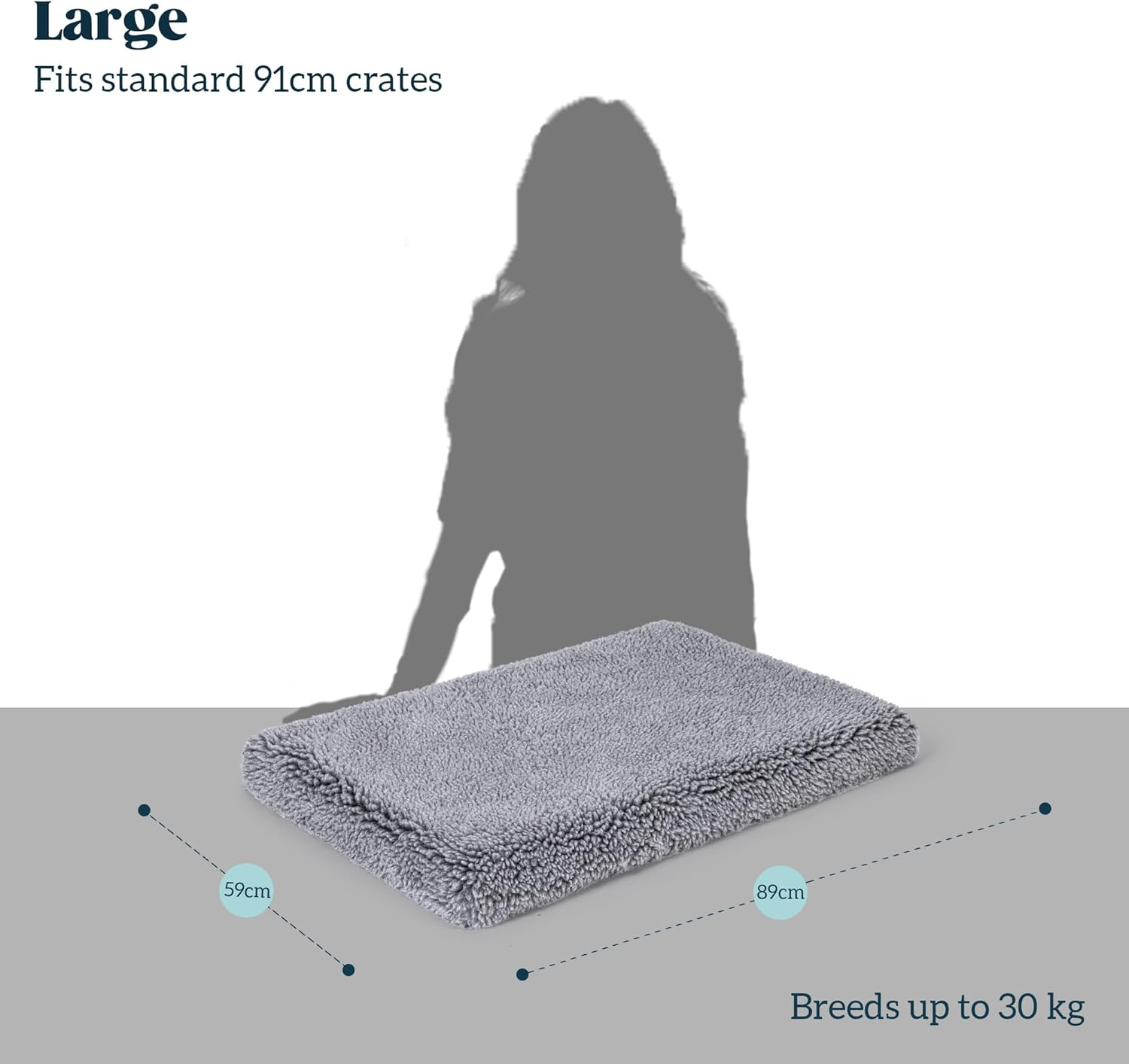 Stoutwool 10Cm Chew Proof Dog Bed - Orthopedic Chew Resistant Dog Crate Pad - Fluffy Kennel Mat for Aggressive Chewers - Ideal for Large Breeds & Fits L 92Cm Crate - 89X59X10Cm, Charcoal image number 1