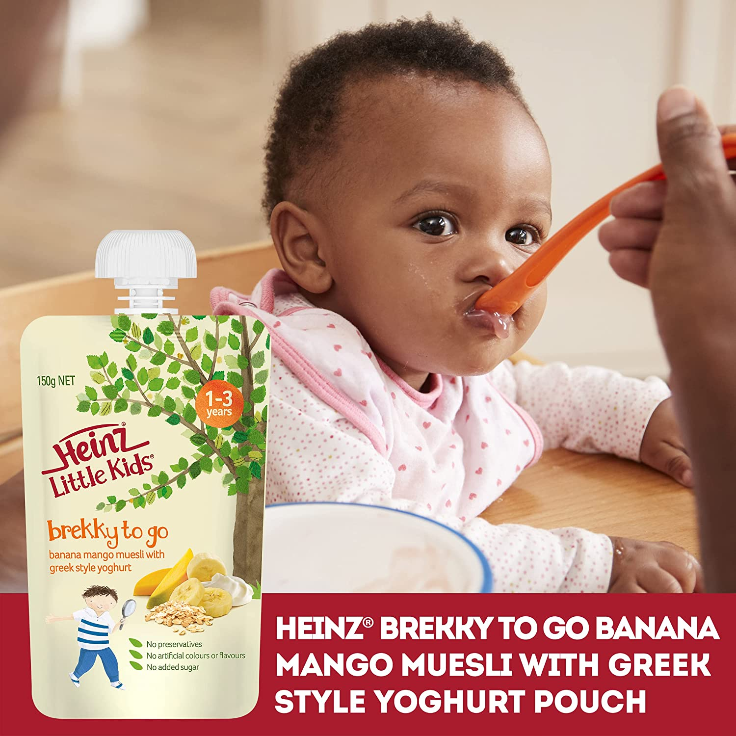 Heinz 1-3 Years Muesli Banana and Mango and with Greek Style Yoghurt Heinz Little Kids Brekky Heinz for Baby Vegetarian 150G (Pack of 6) image number 5