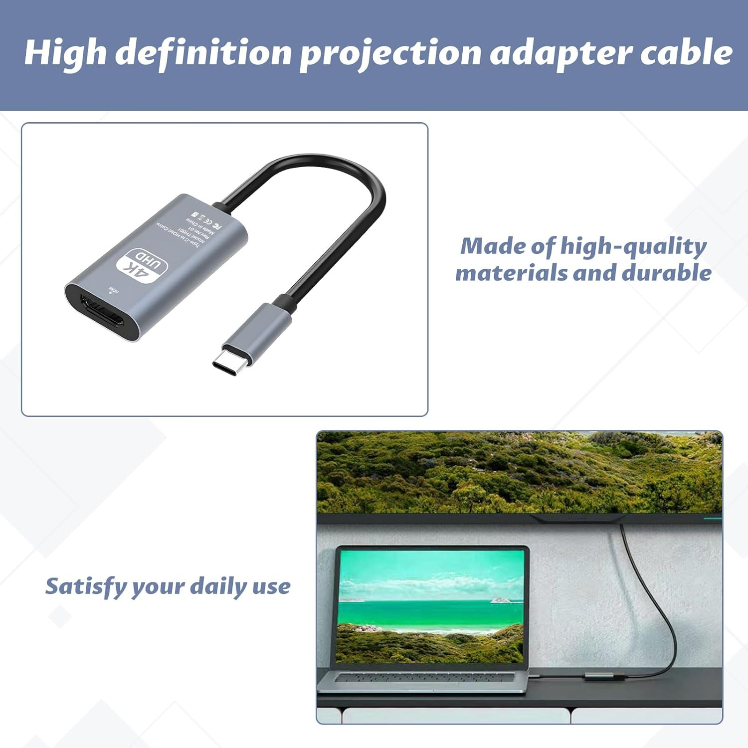 Hdmi to USB C, USB C to Hdmi Adapter, Usbc to Hdmi Adapter, USB C to HDMI Adapter Cable 4K@60Hz, Converter for Iphone 16/15 Pro Max plus Ipad Mini Air Macbook Pro Galaxy S24 Ultra Imac XPS 17 image number 2