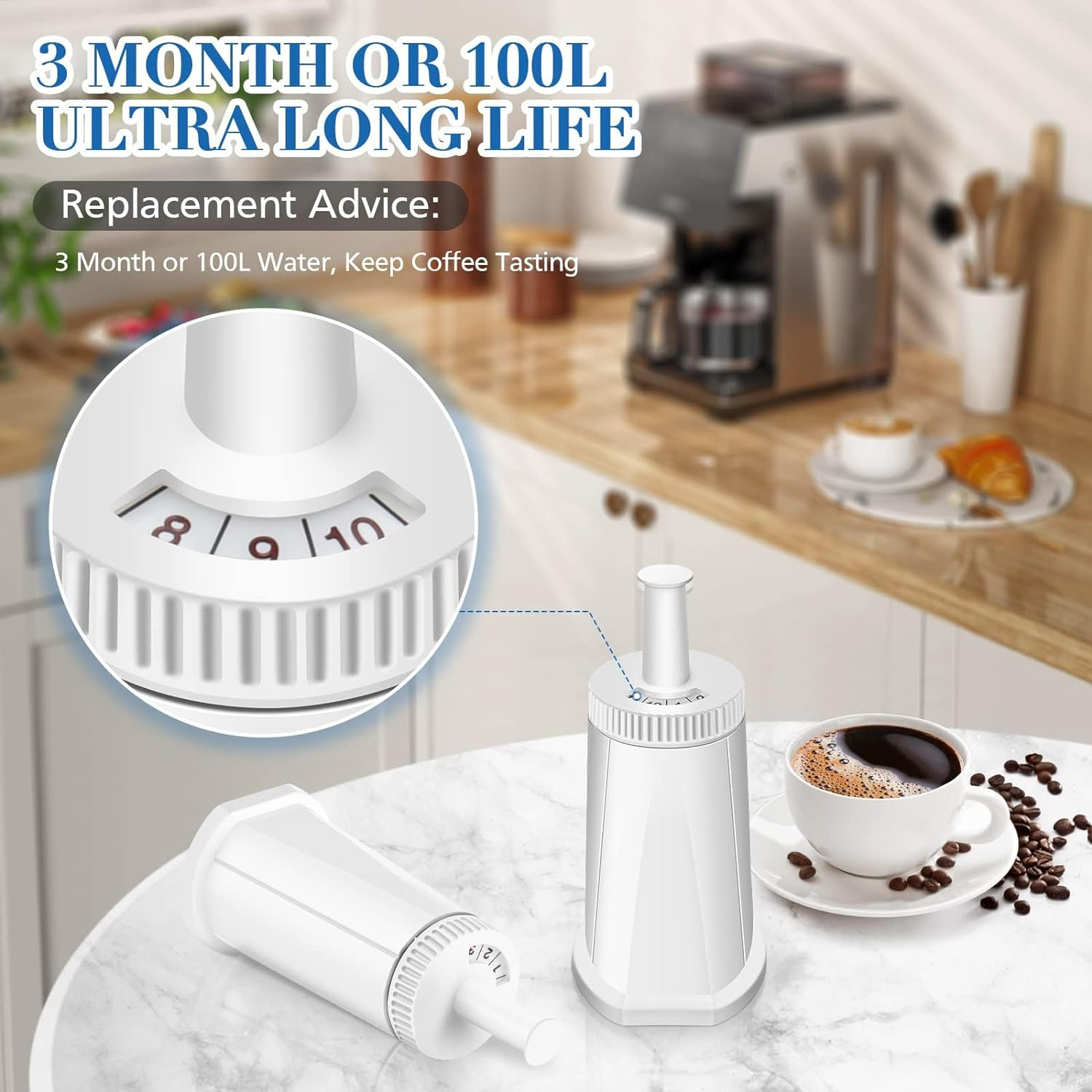 Cabiclean 4 Pack Replacement Water Filter Compatible with Breville Machines, Barista Touch BES880, Barista Pro BES878, Oracle Touch BES990, Oracle Bes980,Dual Boiler BES920, Bambino, Claroswiss & Sage image number 6