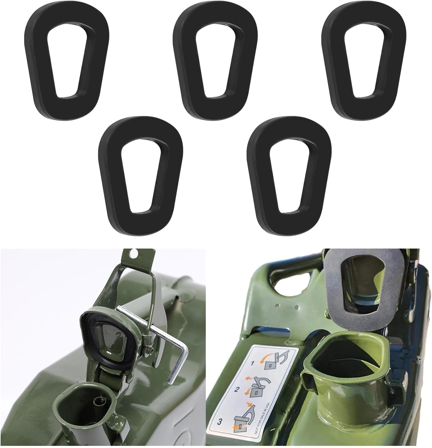 5 PCS Jerry Can Gaskets, Rubber Fuel Can Gaskets Replacement, Rubber Rings Heat Resistant and High Sealing, Automotive Oil Drum Seal Ring Gasket for 20L NATO Jerry Can Spout image number 3