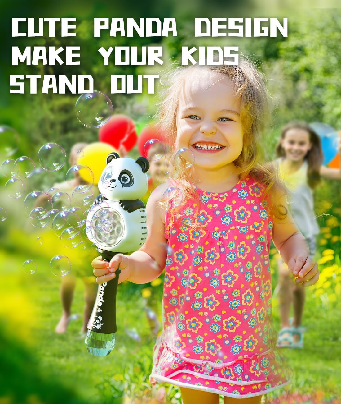 Rechargeable Bubble Machine - Bubble Wand for Kids with Colorful LED - Make Large Bubbles - Party Birthday Wedding Outdoor Toys Gifts for Toddlers Ages 3+ image number 1