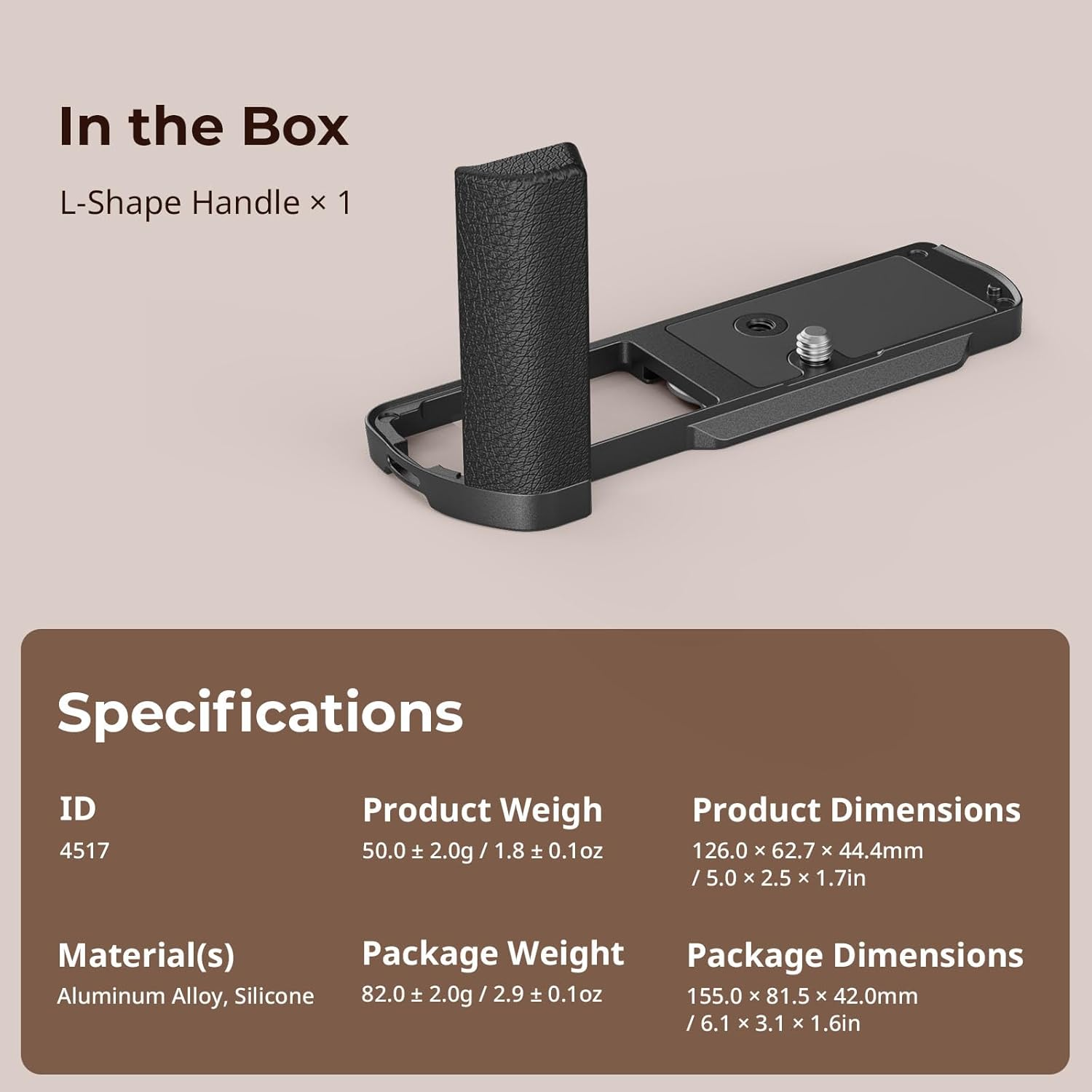 Smallrig L-Shape Handle for Panasonic LUMIX S9 with Ergonomic Silicone Grip, Built-In Quick-Release Plate for Arca for Quickly Switch on Tripods/Handheld Shooting - 4517 image number 3