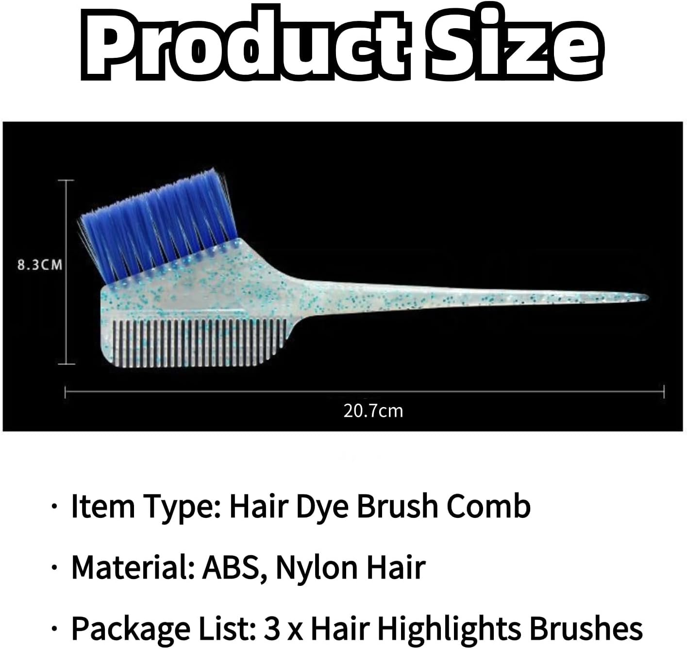 Set of 3 Colouring Brush Set, Hair Colouring Brush for Hair Dyeing, Hair Dye Brush for Applying Hair Colour, Colour Brush for Hairdressing Salon, Brush for Colouring Hair (Double-Sided) image number 6