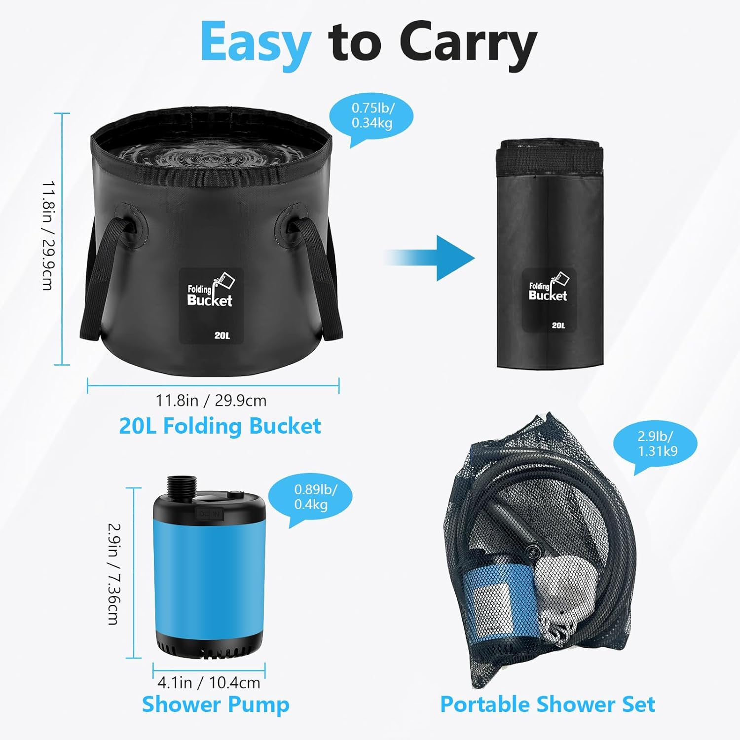 Portable Camping Outdoor Shower, 10000Mah Rechargeable Electric Shower Pump Intelligent Digital Display 5 Shower Modes & IPX8 Waterproof image number 4