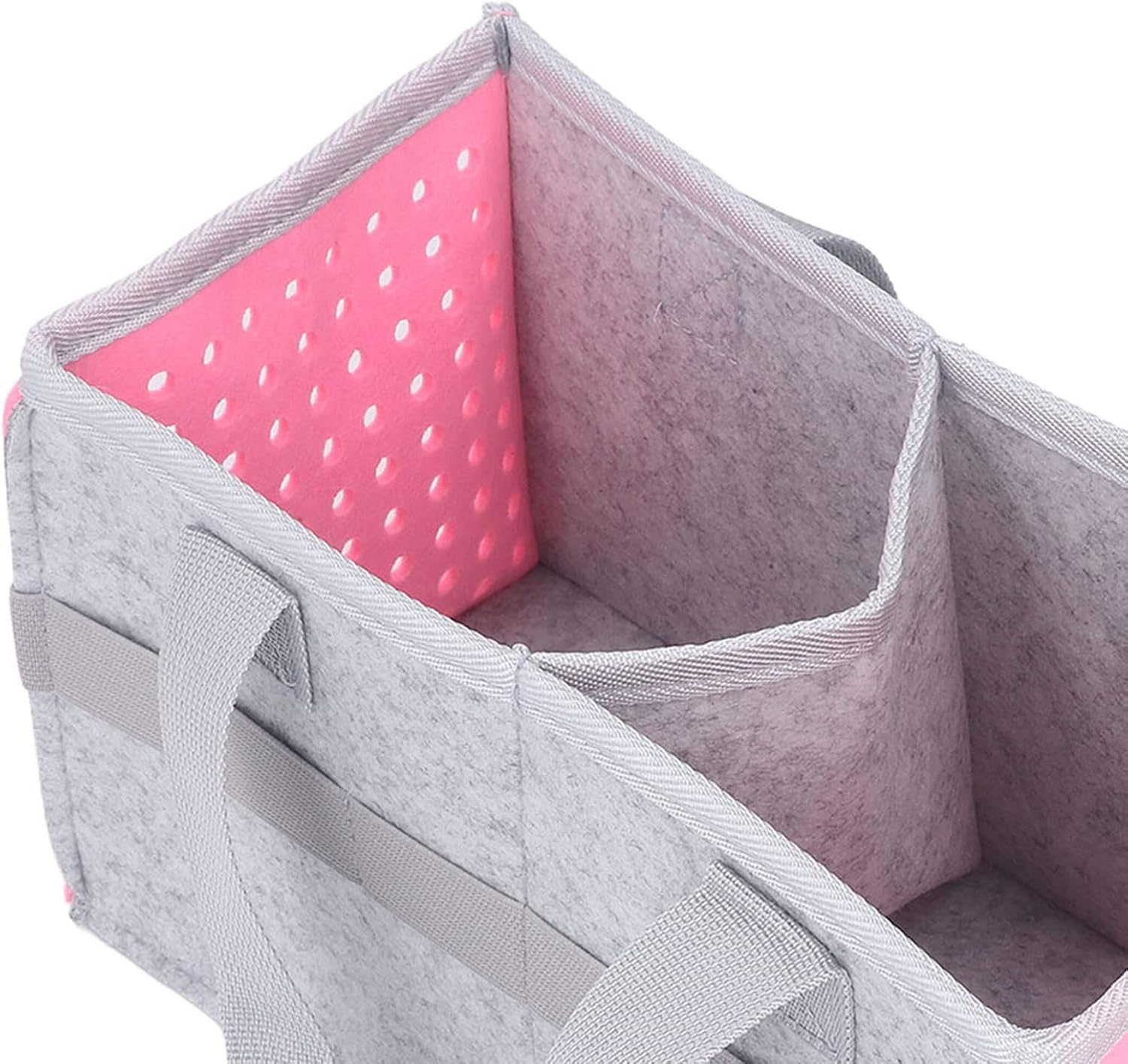 Ejoyous Felt Carrying Case for Toniebox Starter Set with Middle Divider & 6 Elastic Straps Foldable Portable Thick Scratch-Resistant with Handle for Speaker/Headphone Accessories (Pink) - Pink image number 3