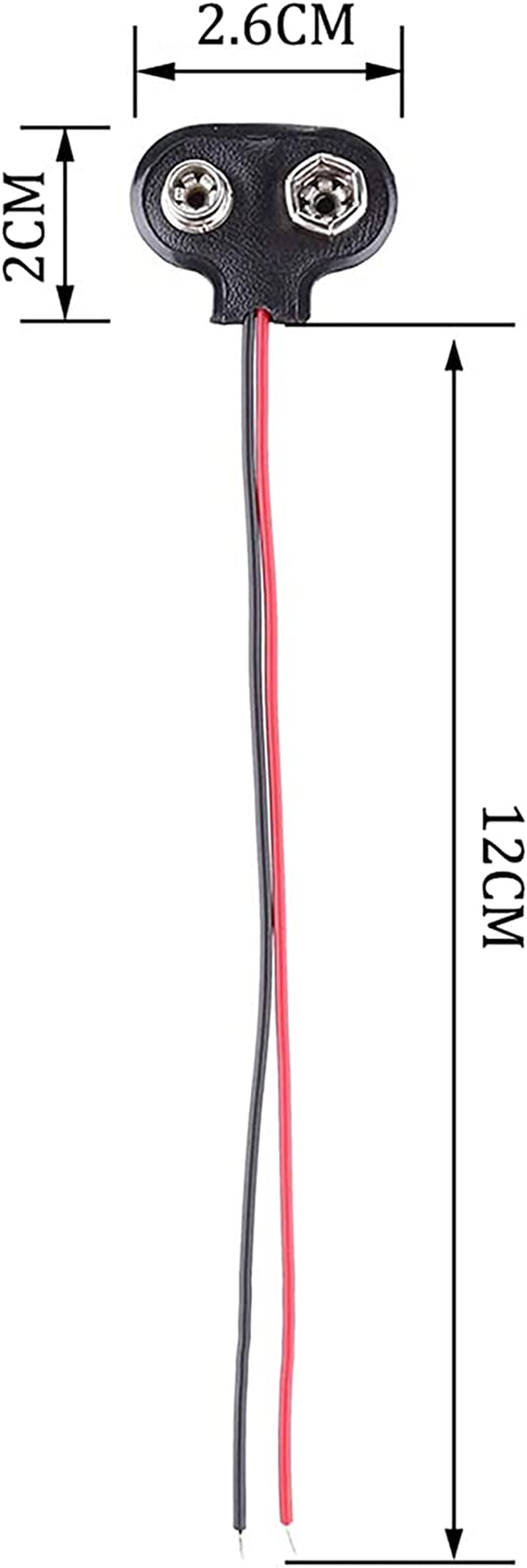 9V Battery Clip Connector, Tunghey 10 Pack 9V Battery Clip Connector, T Type Faux Leather Long Cable Housing Connection image number 6