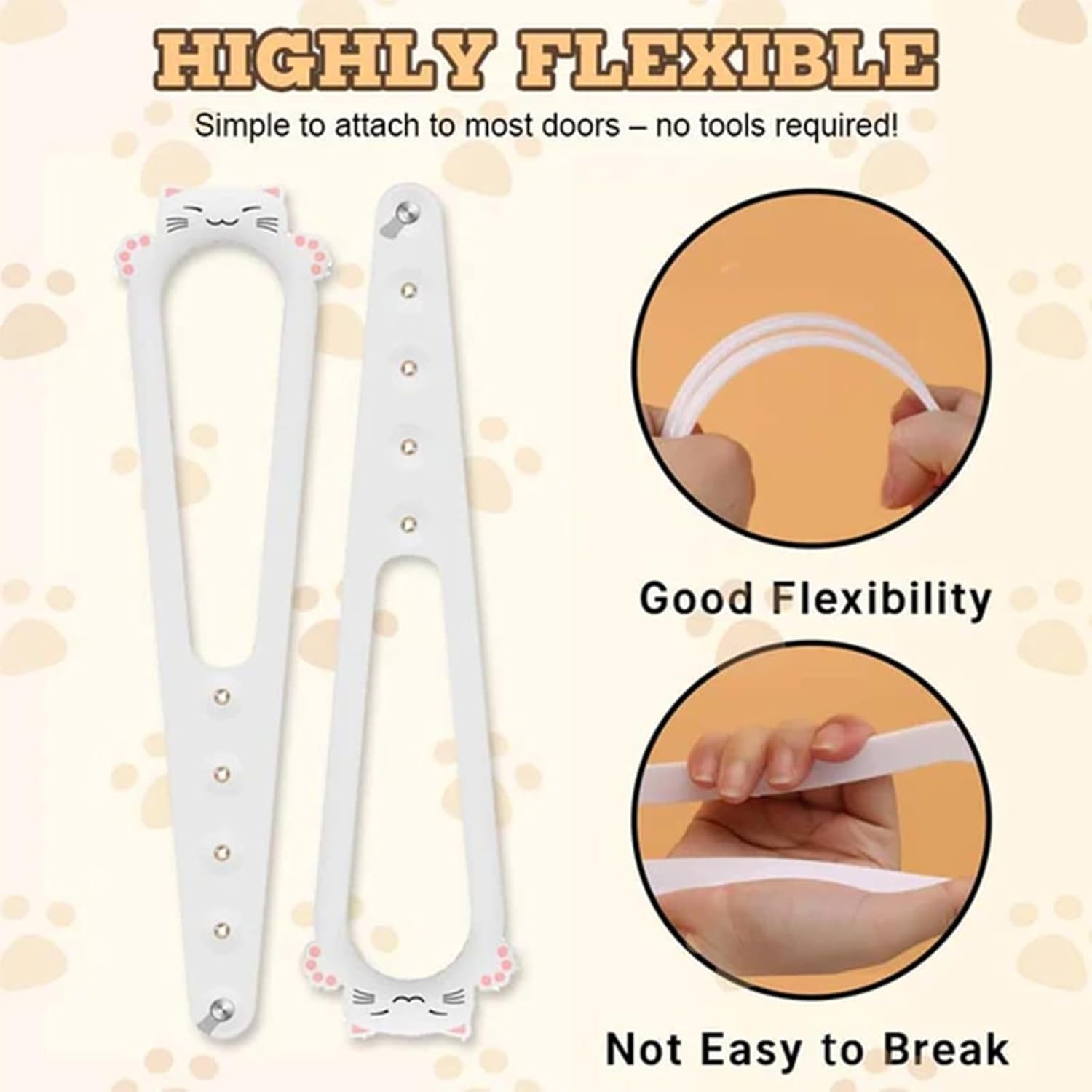 1 PCS Adjustable Cat Door Latch to Keep Dogs Out | Pet-Safe Door Opener for Cats | Safety Gate Locks for Living Room & Bedroom (White) image number 3