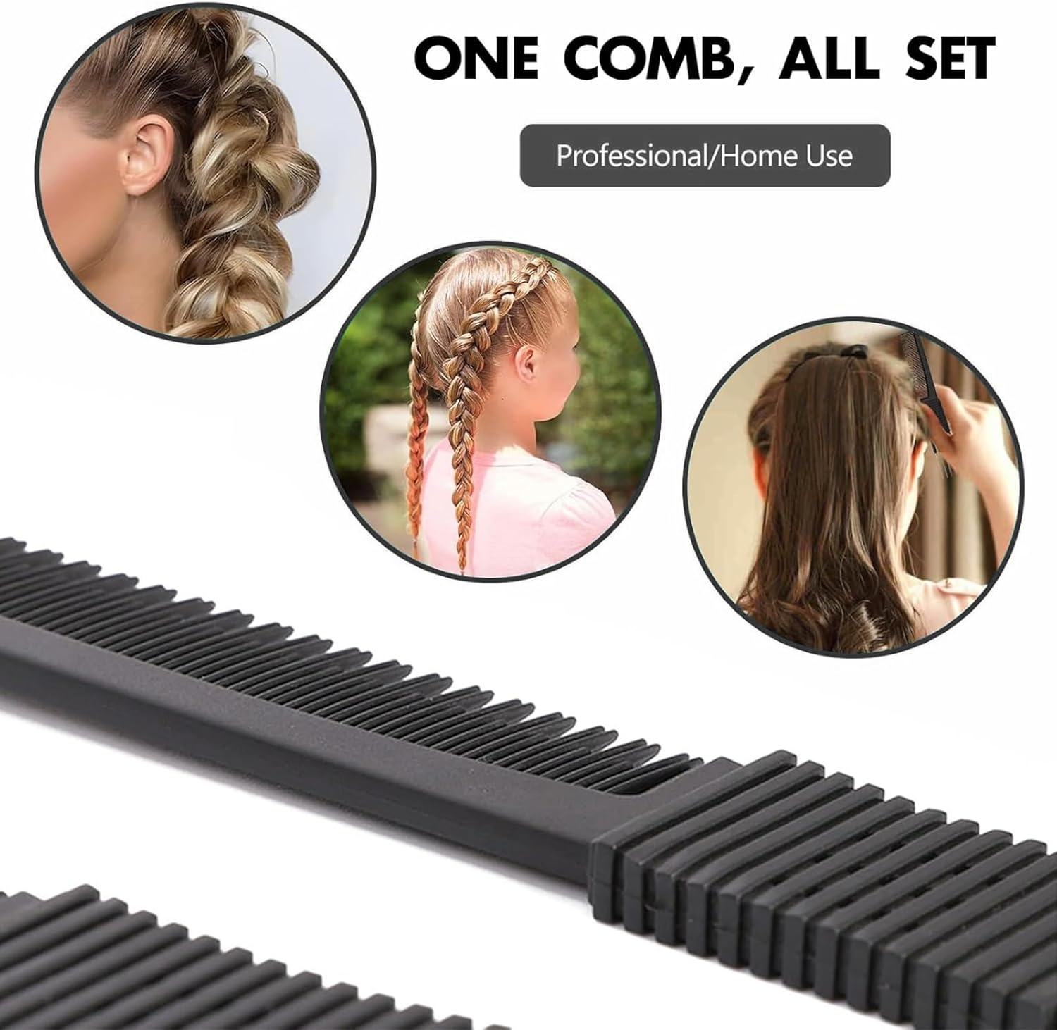 Kzvsiy 4-Pack Black Carbon Teasing Combs with Metal Prongs, Salon-Grade Lift and Back Combs for Styling, Volume, and Precision, Durable Carbon Combs with Stainless Steel Lifts image number 5