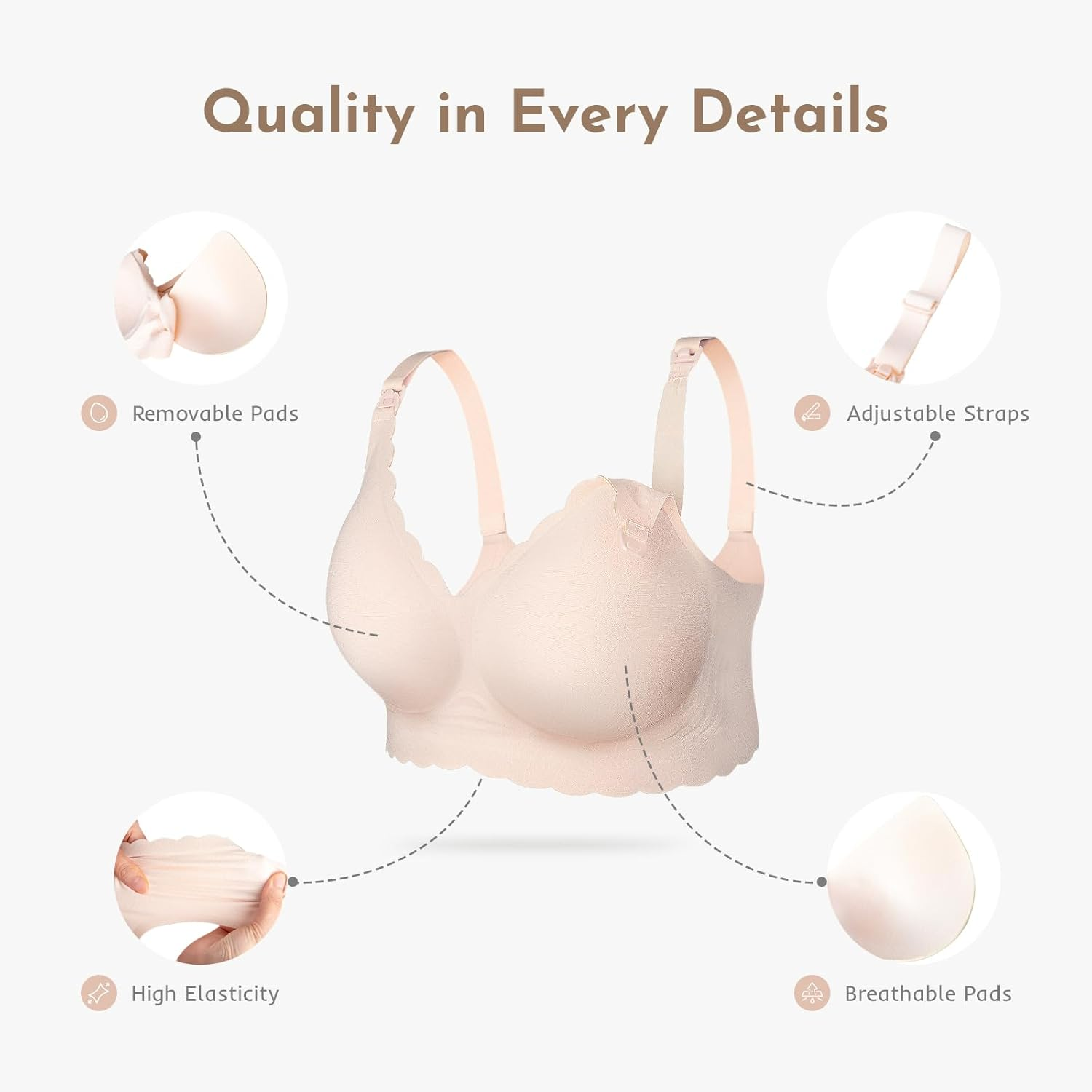 Nursing Bras for Breastfeeding, Seamless Ultra Comfort Maternity Bra, Natural Shape Pregnancy Bras for Women image number 3