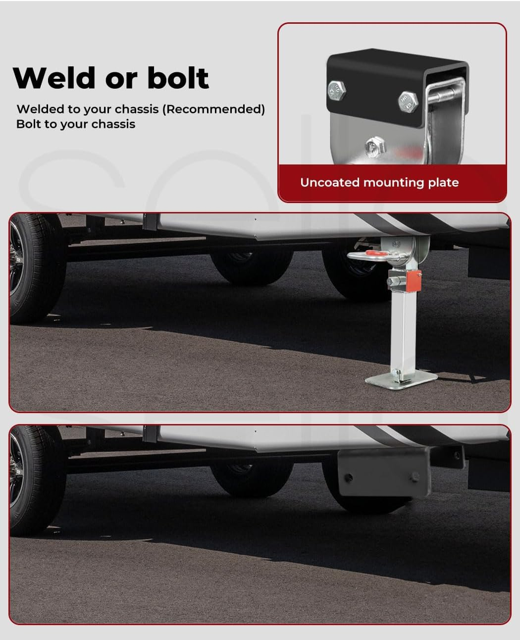 Manan 2X 400Mm Caravan Stabilizer Legs 400 Trailer Camper Drop down Corner Steady Stabiliser Leg 1200Lbs Steel Silver image number 4