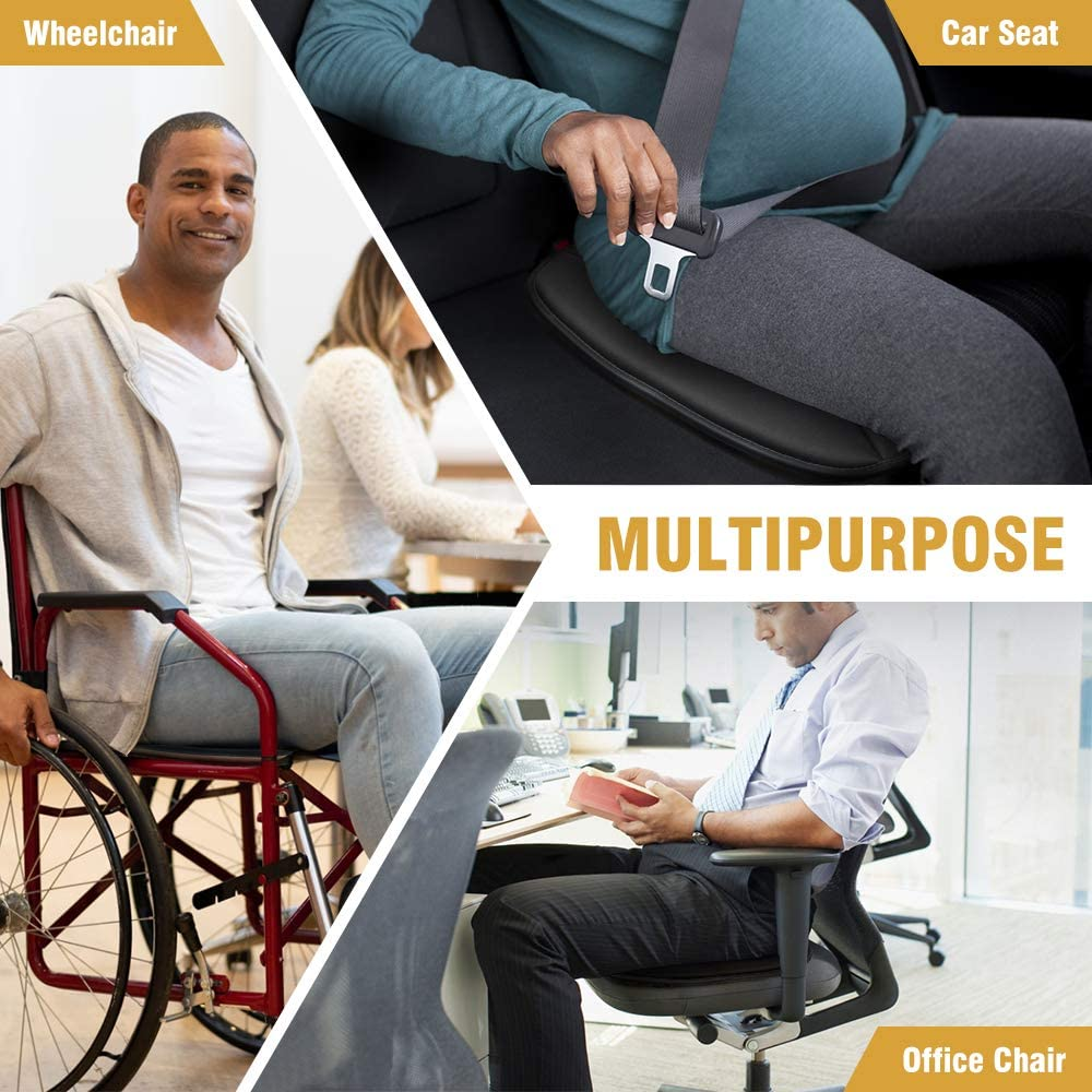 Tsumbay Car Seat Cushion Pressure Relief Memory Foam Seat Cushion Comfort Seat Protector for Car Driver Office/Home Chair Seat Cushion with Non Slip Bottom - Black image number 4