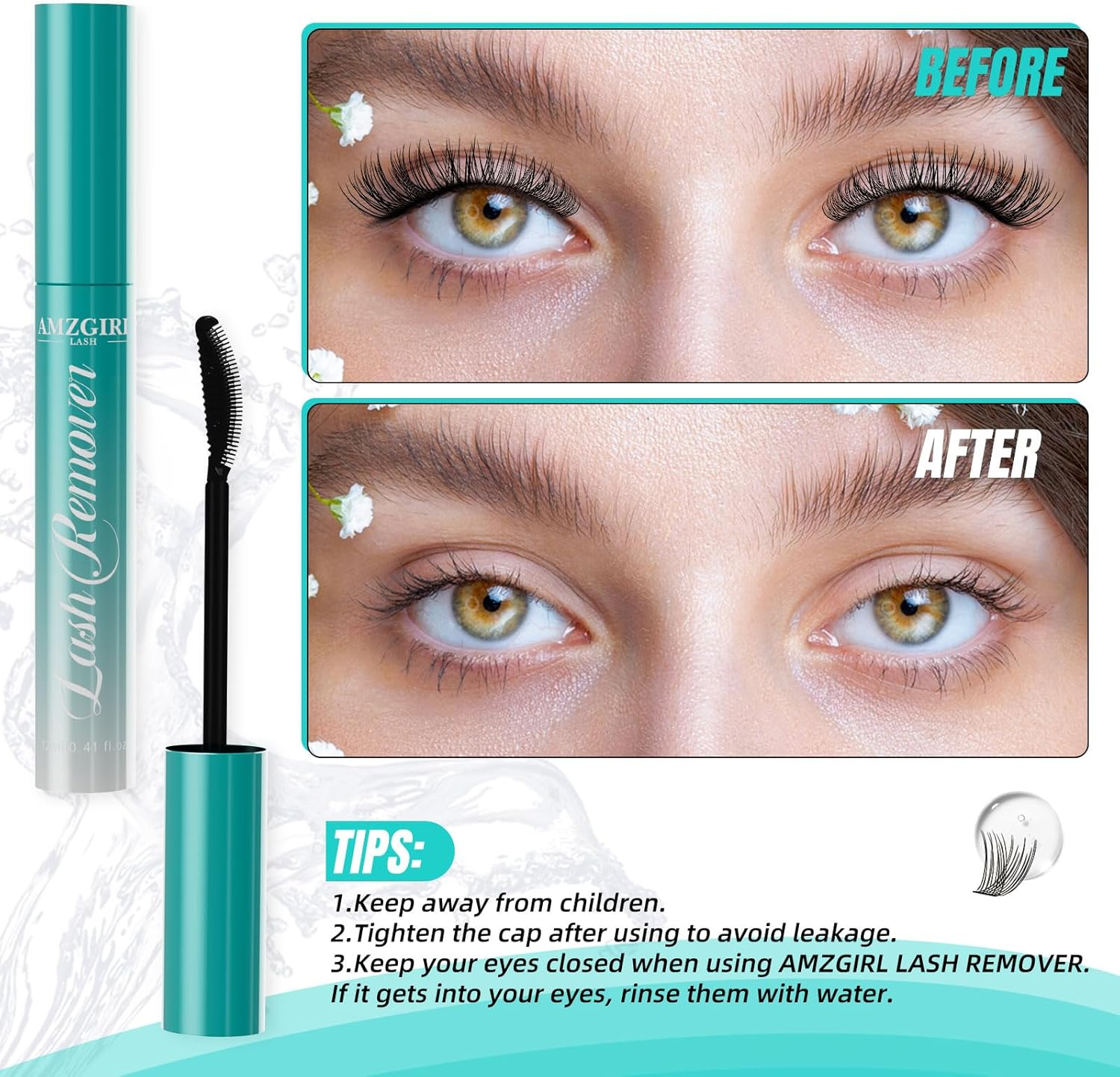 Eyelash Extension Remover 12Ml,Lash Cluster Remover for Lash Extensions,Individual Lashes Remover Non Irritating,Diy Eyelashes Clusters Glue Remover Oil,Eye Cleanser for Removal Diy Lash Extensions image number 3