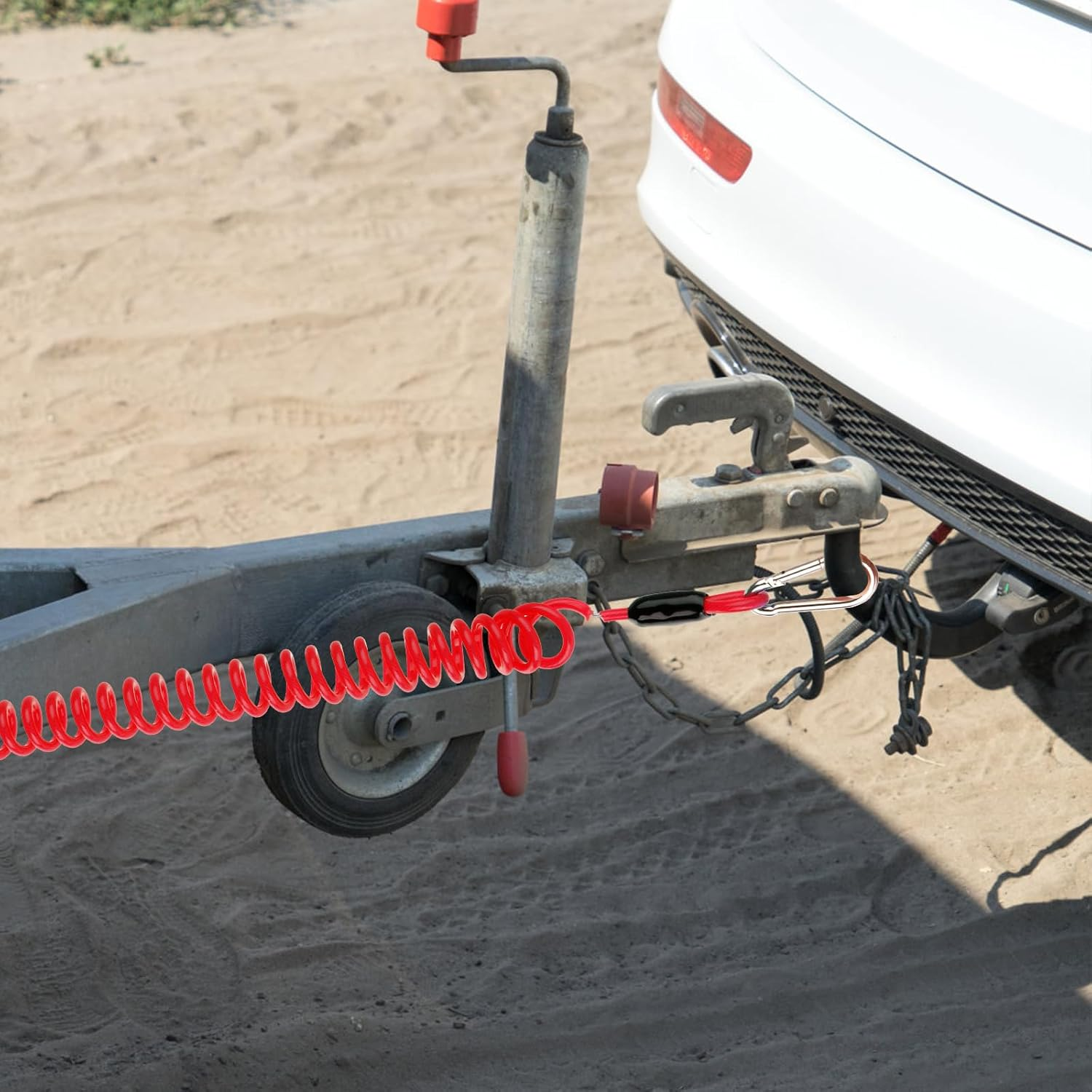 Gosknor Trailer Brake Away Cable, 6Ft High Rebound Spring Breakaway Coiled Cable Strap Trailer Emergency Brake Wire Camper Safety Breakaway Cable for RV Towing Trailer Emergency Camper ﻿ image number 1