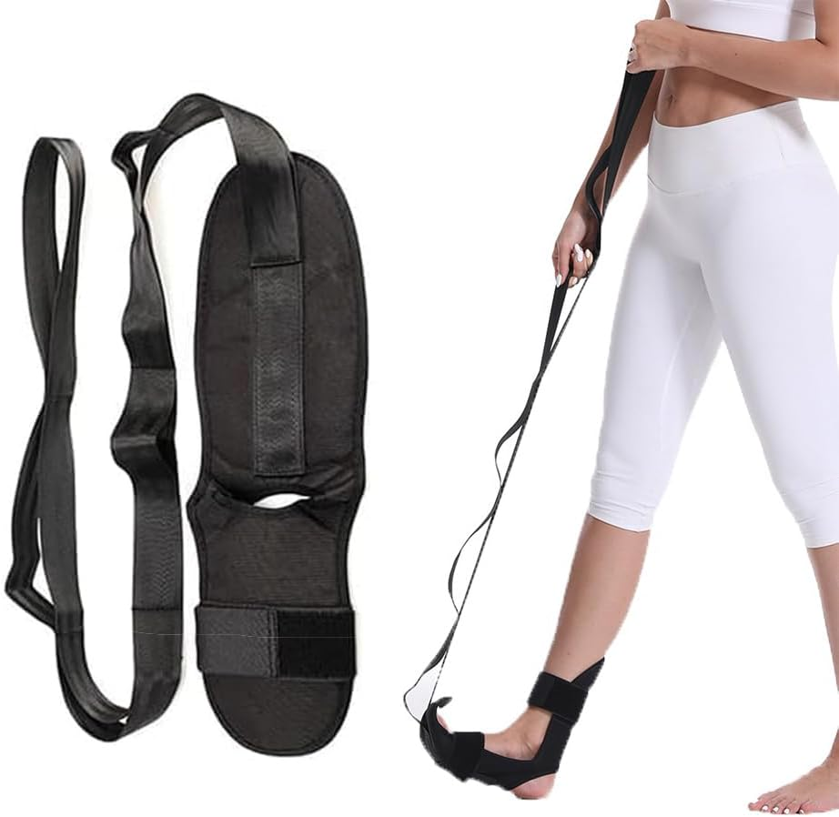 Calf & Foot Stretcher with Strap,Yoga Aid for Plantar Fasciitis, Heel Spurs, Foot Drop, Achilles Tendonitis & Hamstring