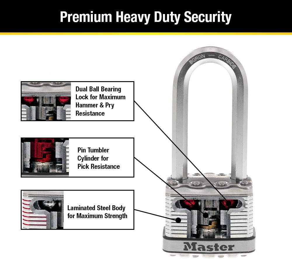Master Lock Padlock, Magnum Laminated Steel Lock, 2 In. Wide, M5XTLJ (Pack of 2-Keyed Alike) image number 4