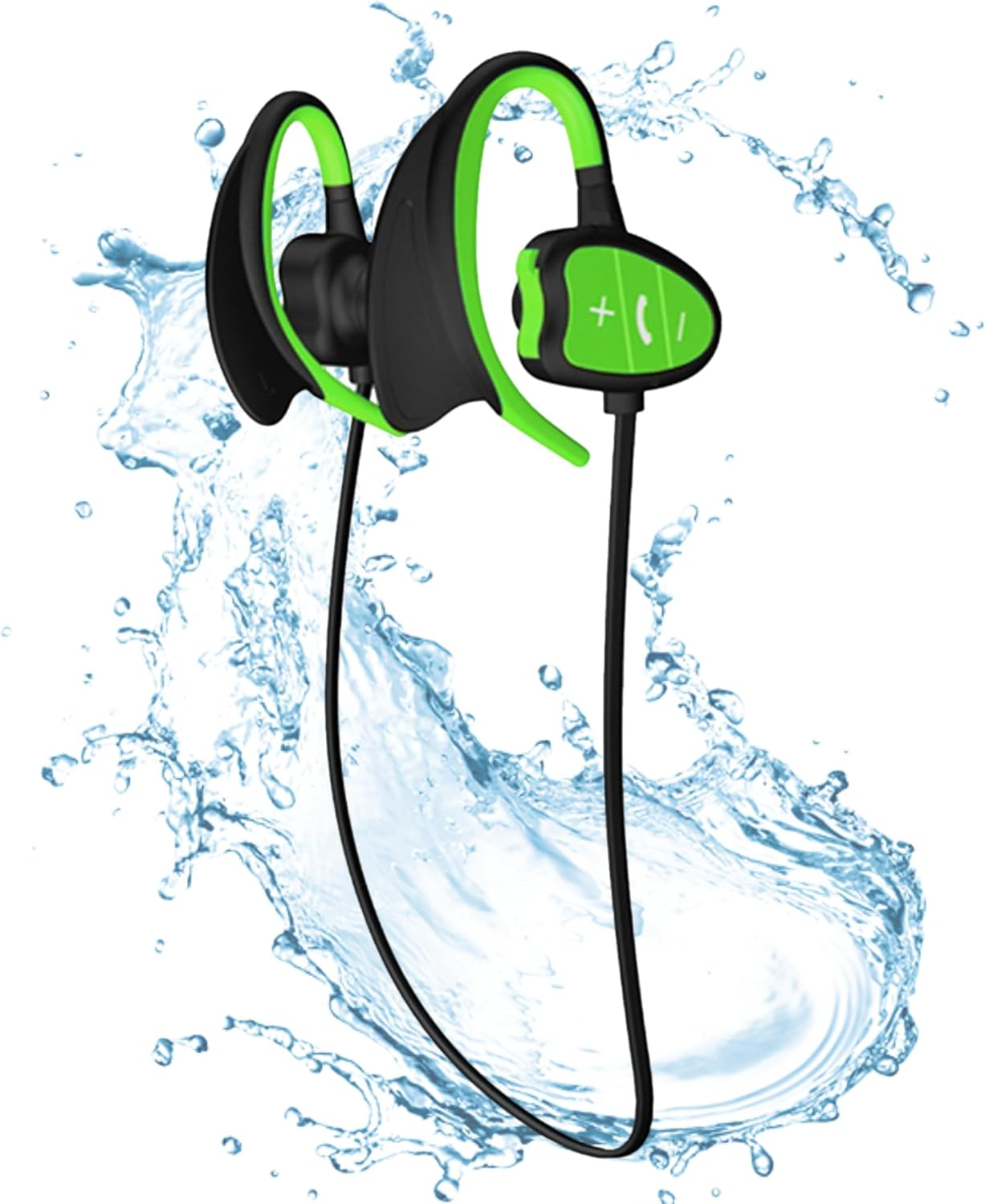 Bewinner Wireless Swimming Headphones - IPX8 Waterproof Bluetooth Underwater Headphones with Smart Voice Prompt & Noise Reduction for Surfing Diving (Green)