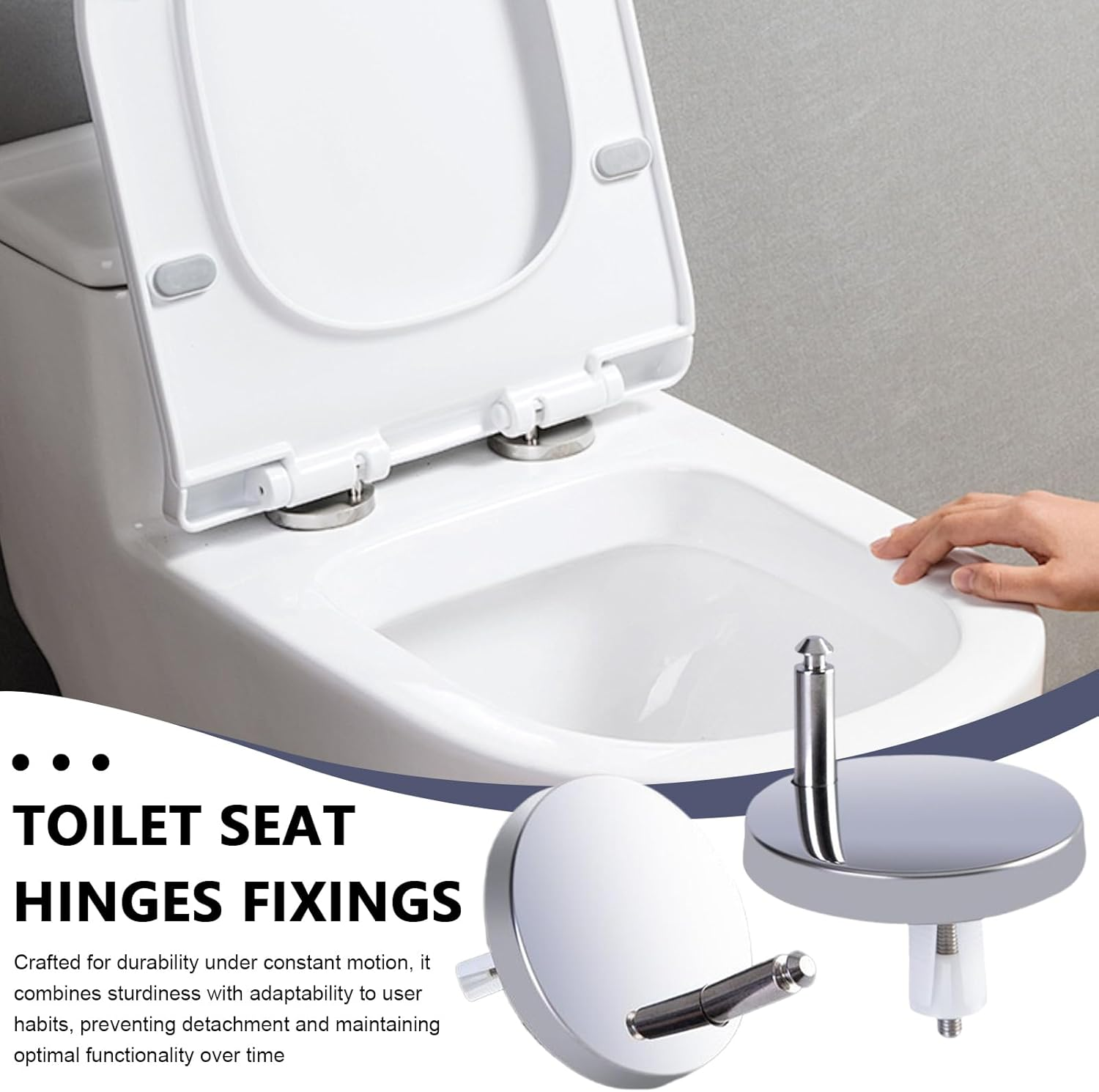 Toilet Top Fix Blind Hole Fittings | 2X Toilet Seat Hinges Replacement Expanding Screws - Fasten Replacement Bolts Nuts for Dorm Apartment Hotel Bathroom image number 1