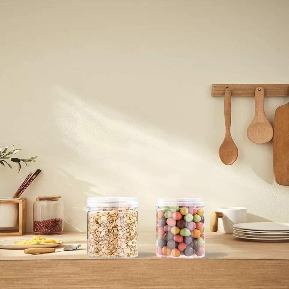 JCQMZB 20 Pack 4Oz round Plastic Jars with Lids Empty Clear Slime Containers,Wide-Mouth Refillable Storage Containers for Cosmetics,Lotion,Food Storage