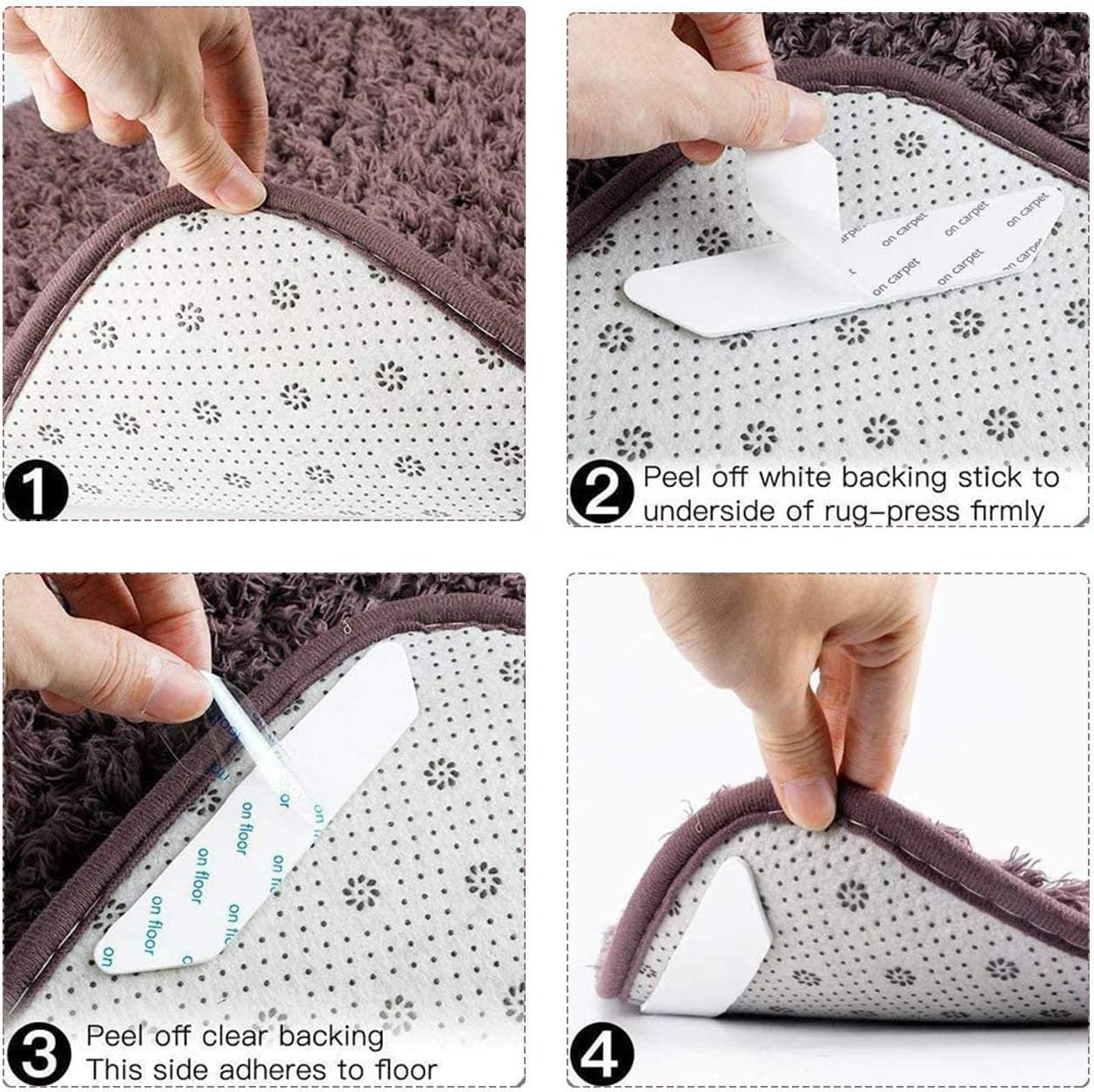 Rug Gripper Pads - Premium Non-Slip Underlay for All Floors | Keeps Rugs Flat on Tile, Wood, Laminate | Carpet Tape 24 Pack | Home D&eacute;cor Essential image number 3