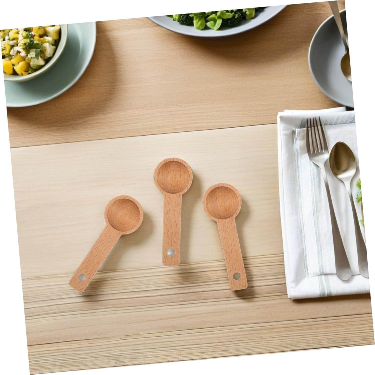 PHENOFICE 4Pcs Wooden Coffee Scoop Measuring Spoons for Jars Sturdy Beech Wood Coffee Beans Tea Milk Powder Baking Scoops Accurate Small Kitchen Tools for Espresso Preparation image number 1