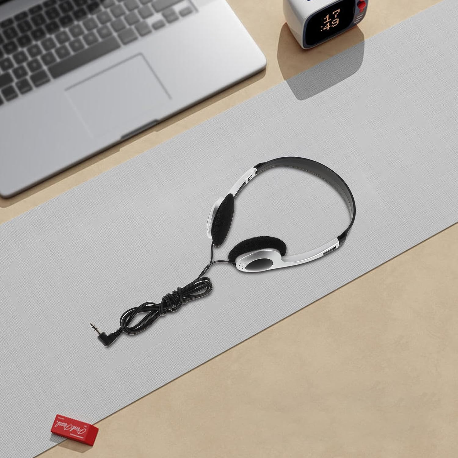 Jojofuny Lightweight Wired Headphones with Retro Silver Spray Finish High Definition Audio Inline Controls for Students Compatible with Computers Cell Phones Tablets Portable Library image number 4