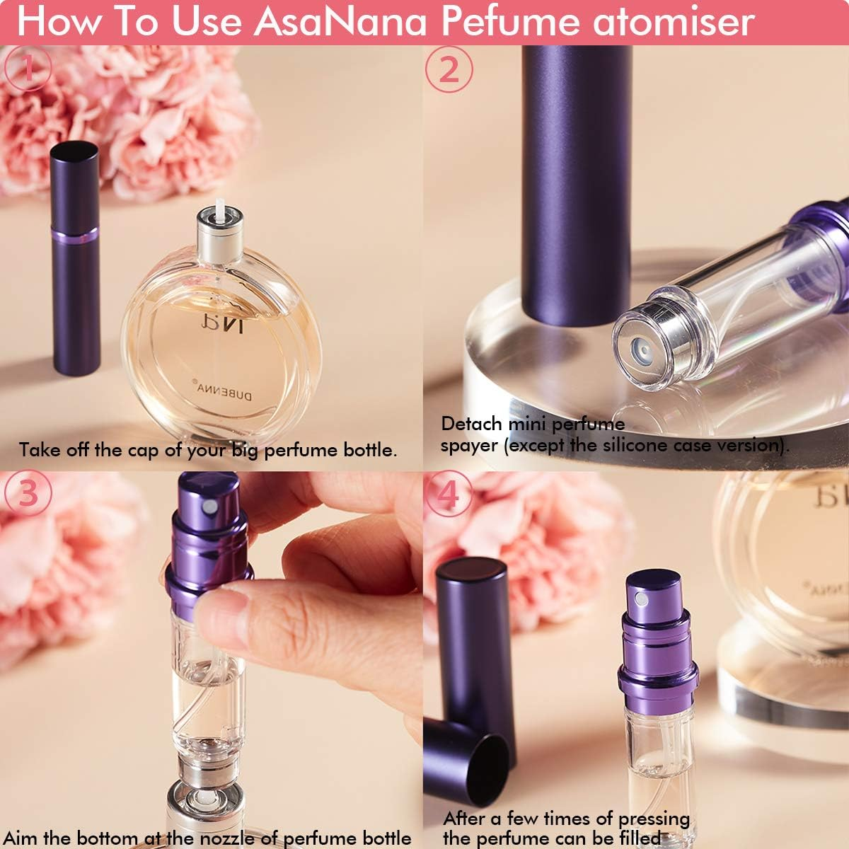 SIXTMOON Perfume Bottle, Asanana Refillable and Leak Proof Empty Perfume Atomizer for Men and Women, 5ML (Jd-Mat Blue)