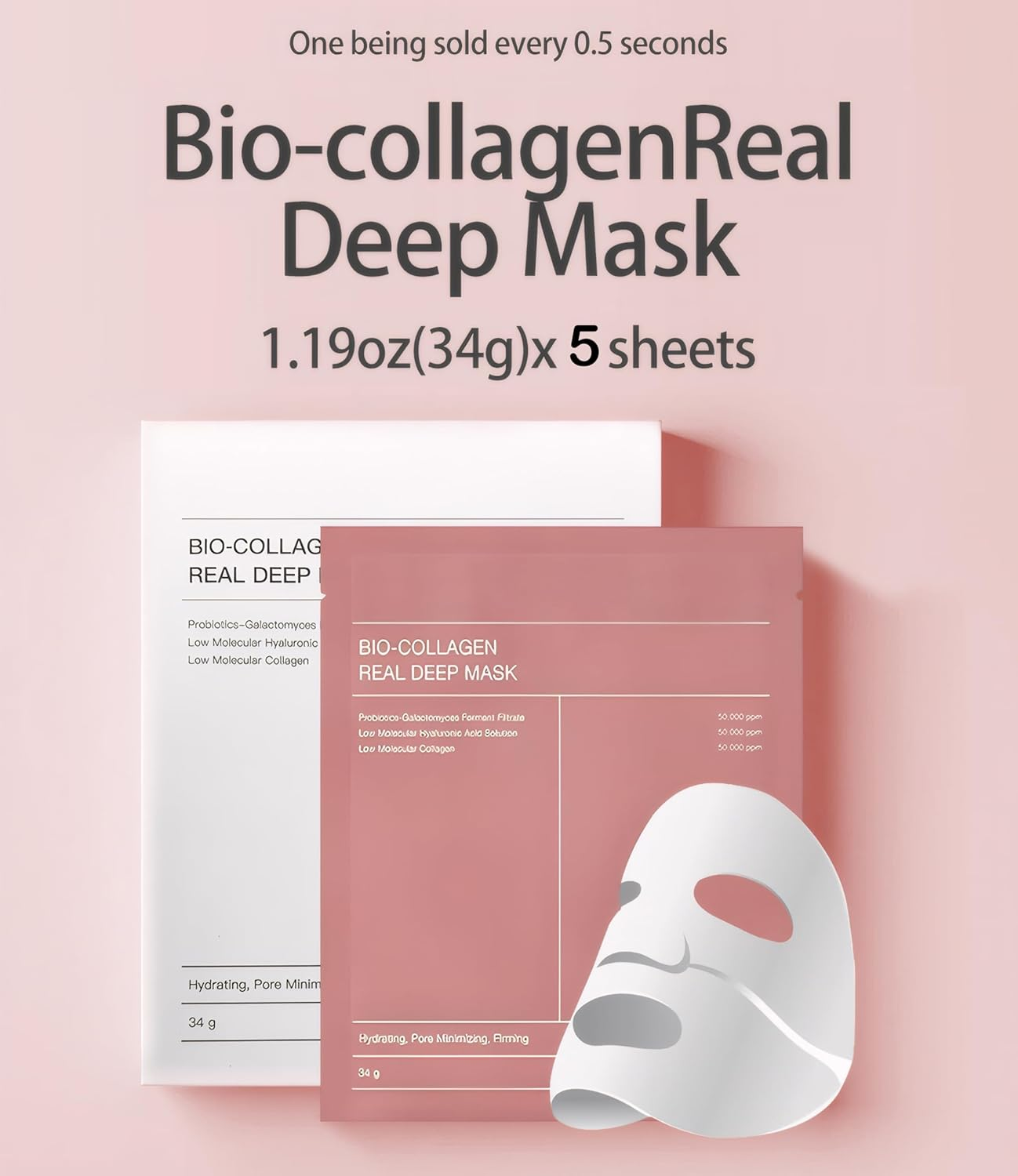 Bio Collagen Real Deep Hydrating Firming Overnight Hydrogel Face Mask (1 Pack (5 Sheet)) image number 5