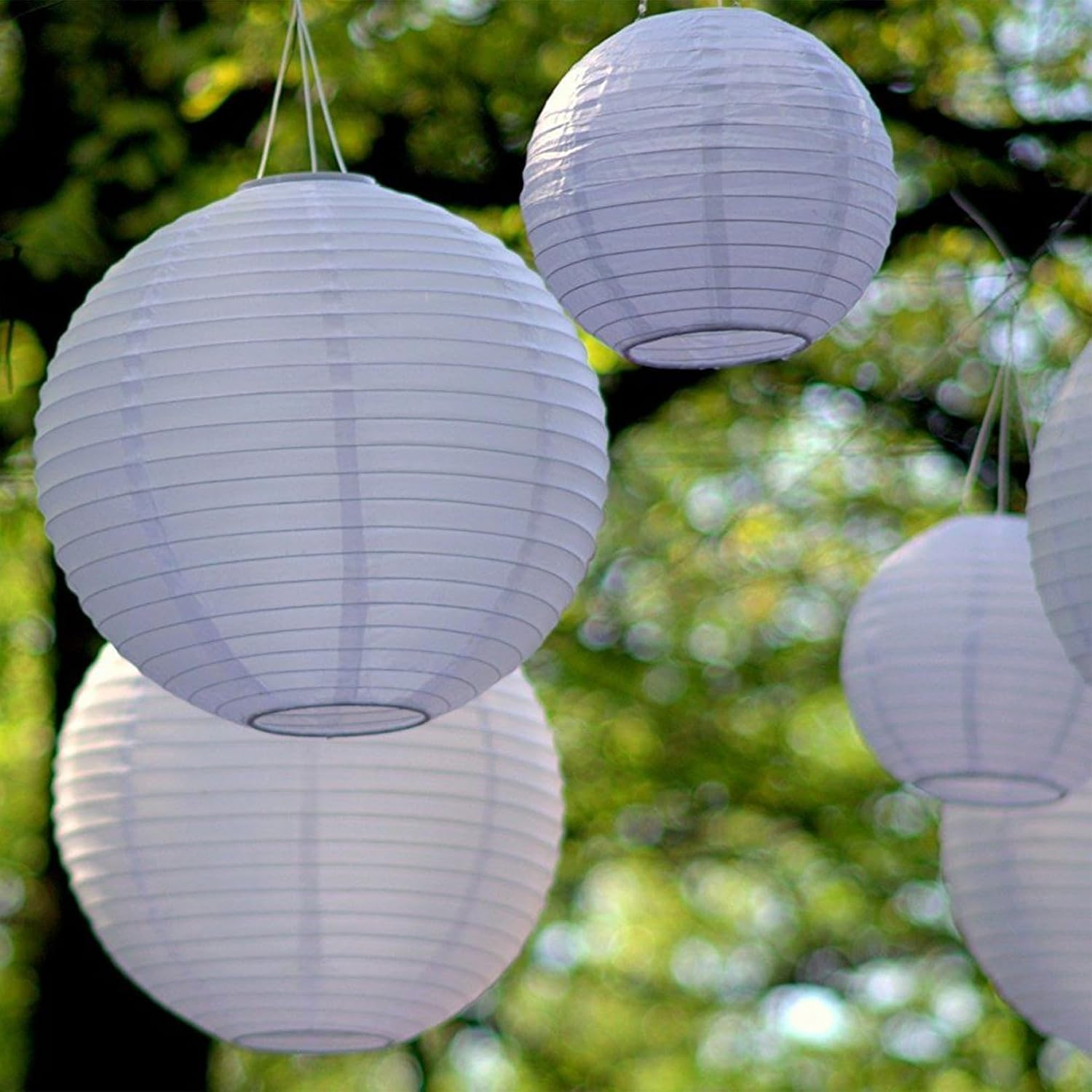 Pack of 2 20 Cm Lanterns, White, Paper Lampshade, Paper Lantern, Paper Lantern, Lampshade Paper round for Creative DIY Projects, Party, Garden, Wedding Decoration, Hot Balloon Decoration for Birthdays image number 2