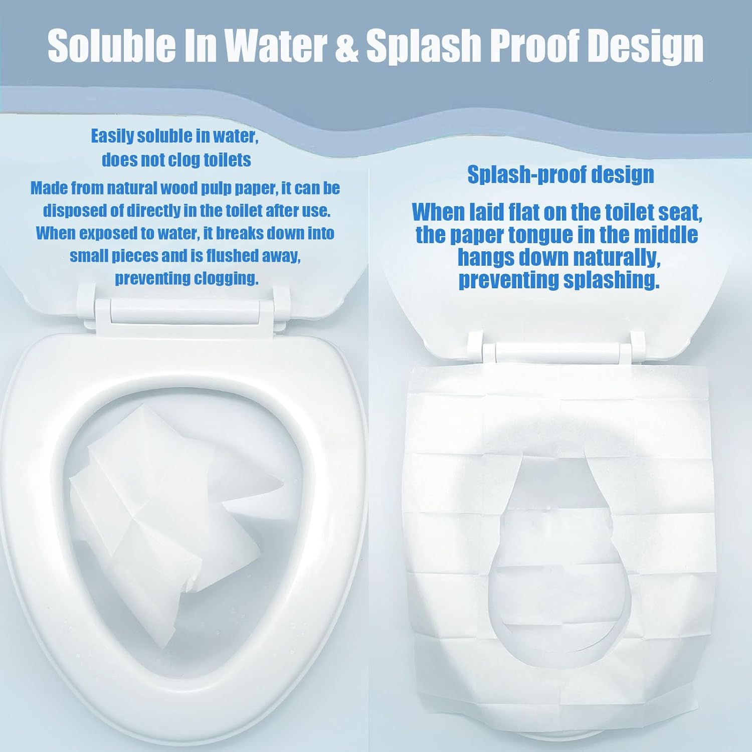 120 Pcs Disposable Toilet Seat Covers,Flushable Paper Toilet Seat Cover with Individually Wrapped,Portable Disposable Travel Toilet Seat Covers for Travel,Public Restrooms,Airplane,Camping,Road Trips image number 1