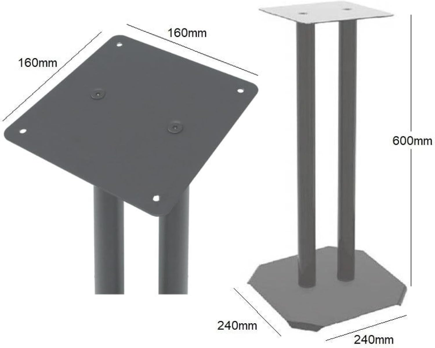 Acatana Premium Universal 60Cm Bookshelf Floor Speaker Stands for Surround Sound and Pedestal Style Book Shelf Speakers, 2 Stands Included, ACA-S04 (Pair Set in Pack), Black, 60Cm image number 4