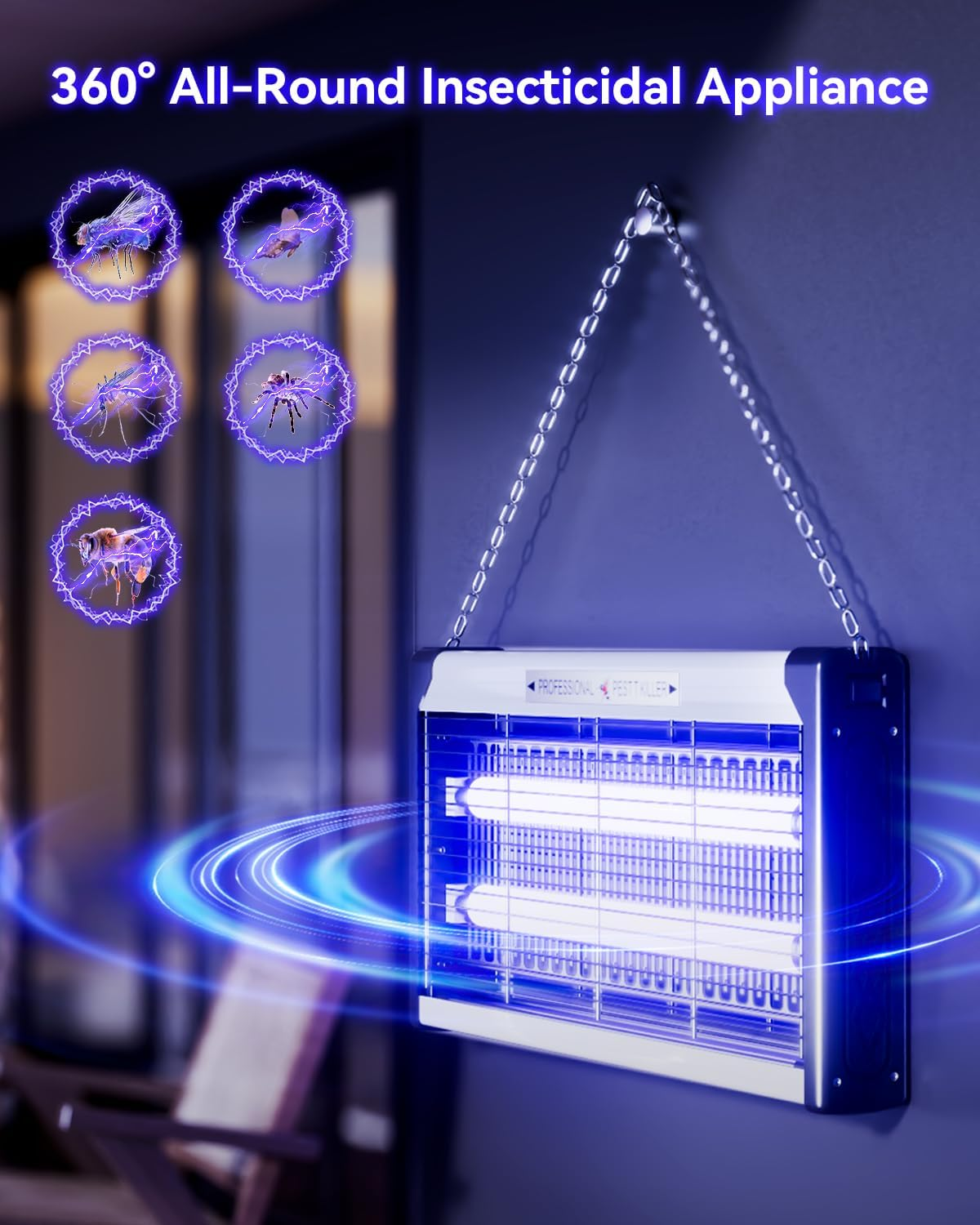 Mosiller Bug Zapper Fly Killer - 40W Mozzie Mosquito Trap Indoor Bug Trap, Insect Fly Trap Lamp, LED Insect Killer Fly Catcher Fly Zapper for Home Office Warehouse Garden image number 6