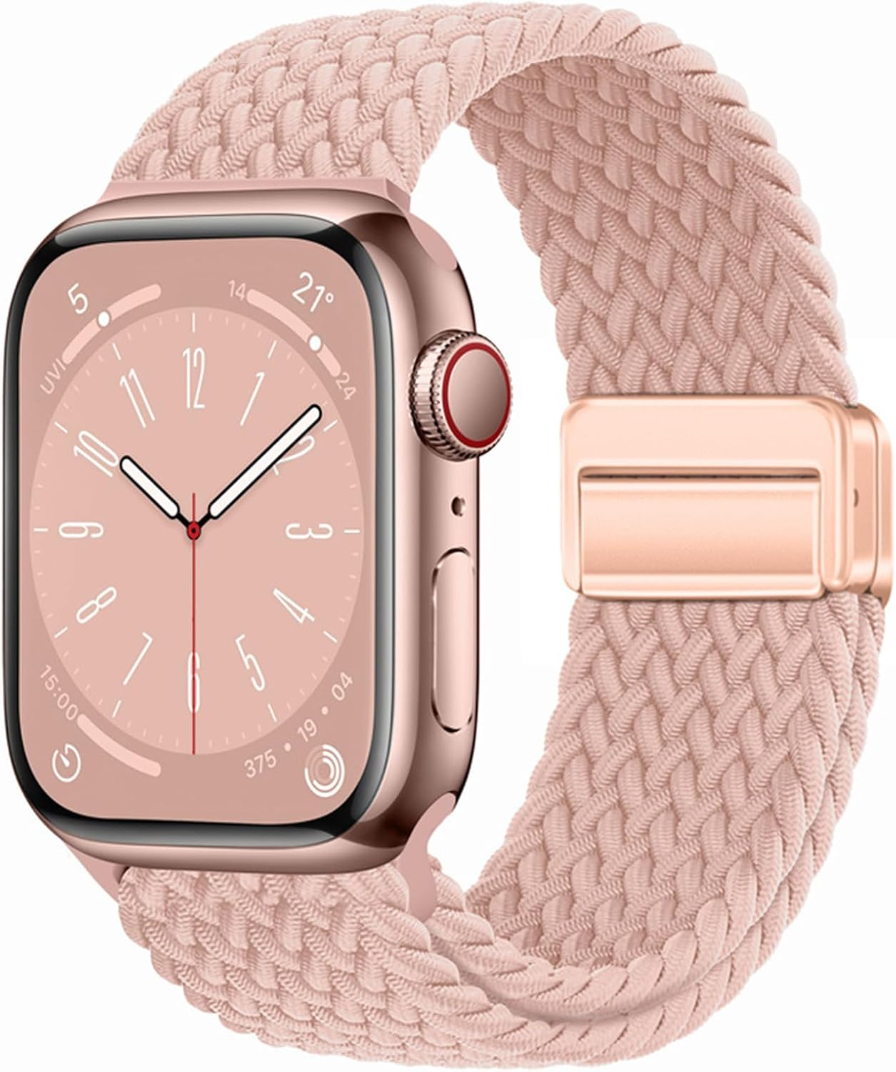Magnetic Braided Solo Loop for Apple Watch Band 38Mm 40Mm 41Mm 42Mm 44Mm 45Mm 46Mm 49Mm for Women Men，Stretchy Nylon Sport Bands for Iwatch Ultra Series 10 9 8 7 6 5 4 3 SE (Pink, 49Mm/46Mm/45Mm/44Mm/42Mm(Series-3 2 1)) image number 3