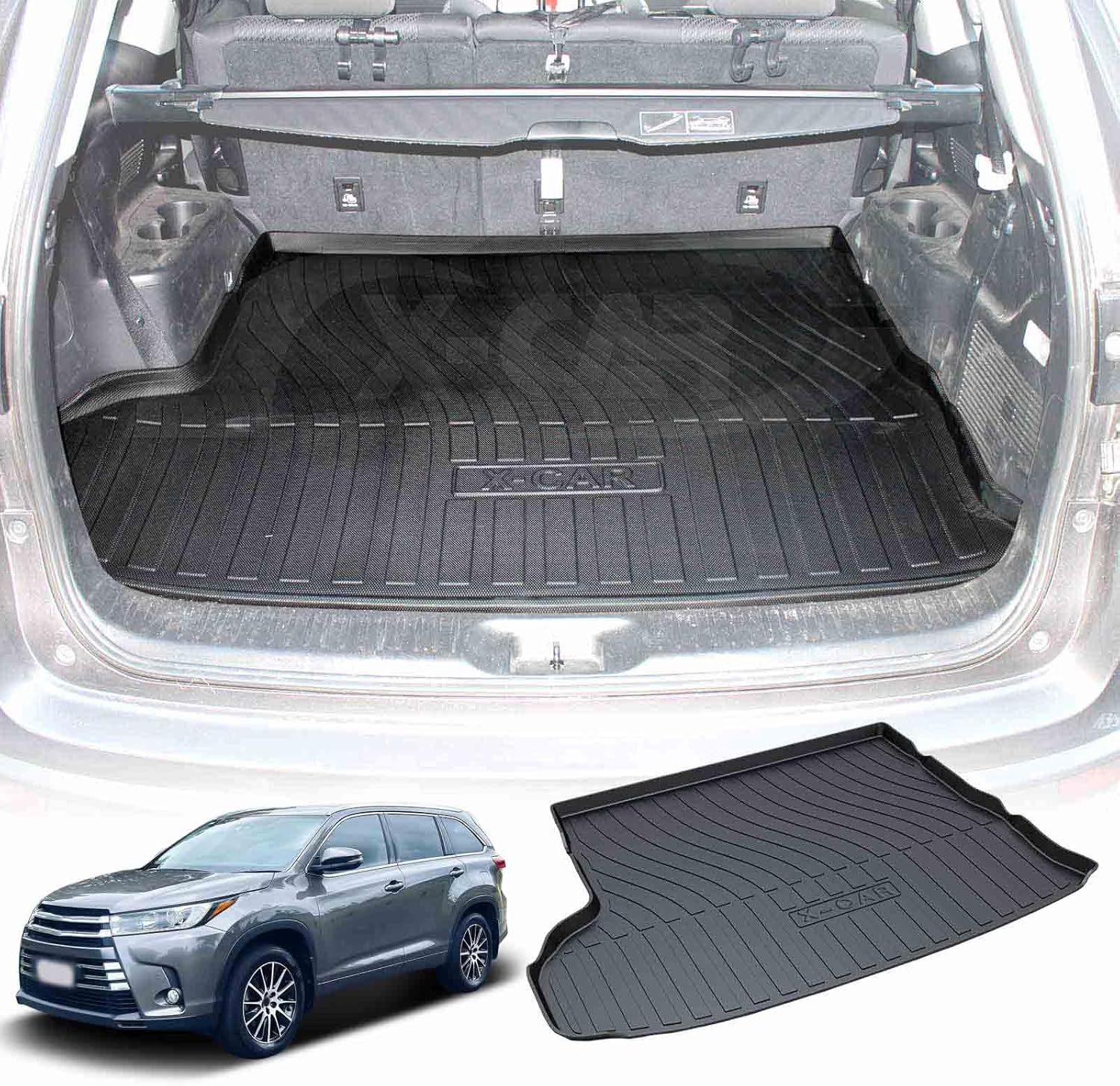 X-CAR Heavy Duty Cargo Trunk Mat Boot Liner Cover Luggage Tray for Toyota Kluger 2014 2015 2016 2017 2018 2019 2020 2021 image number 2