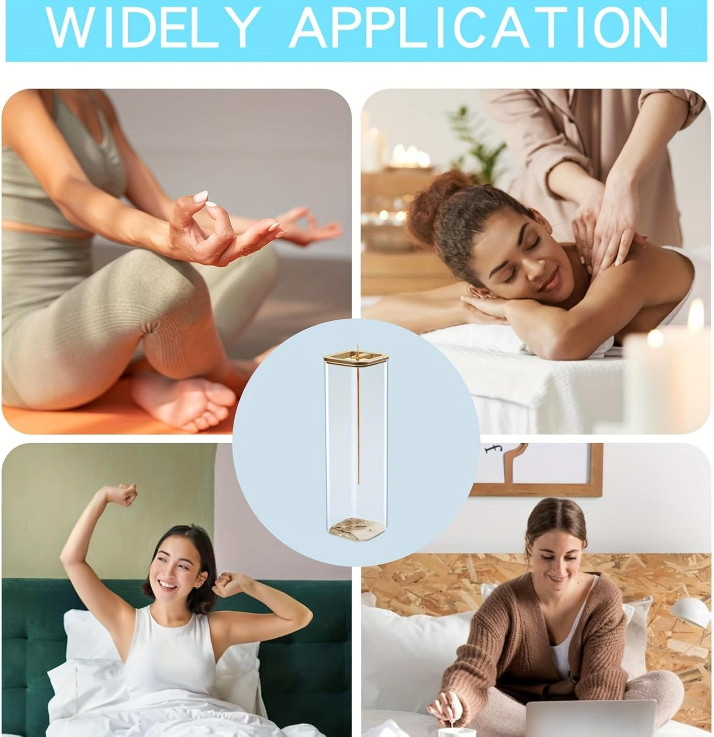 Glass Incense Holder with Metal Base for Meditation, Yoga, Spa Rooms, and Home Decor