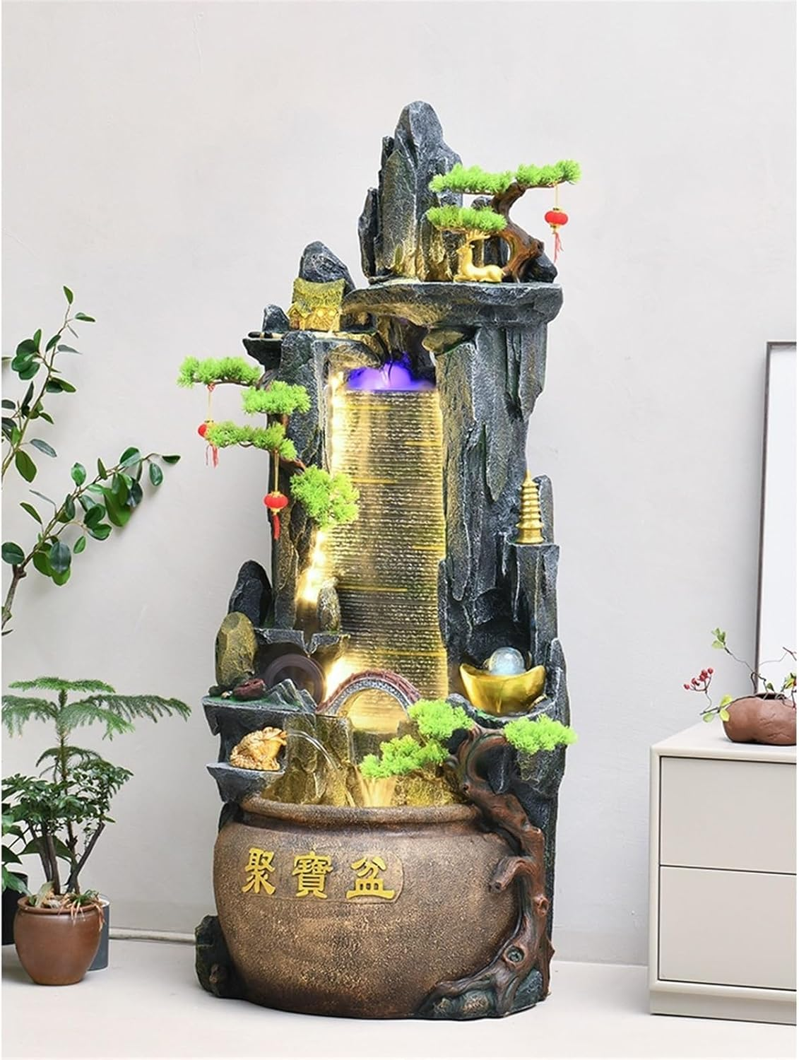 Outdoor Fountain Rockery Water Decoration, Living Room Courtyard Circulation Fountain Landscape, Office Fish Tank(M)