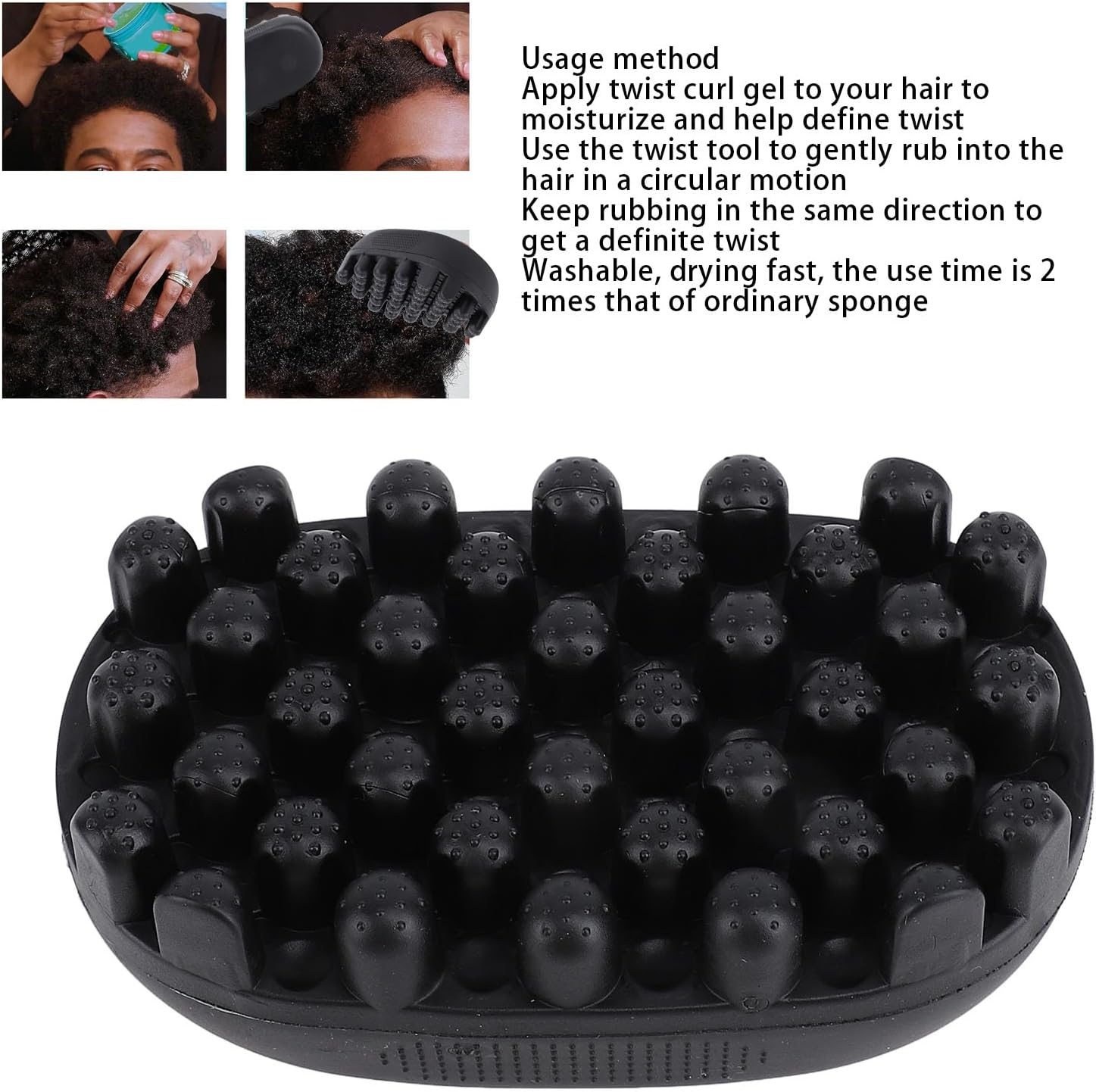 2Pcs Rubber Curling Hair Brush, Washable Twist Curl Comb Hair Styling Tool, Curl Brush with Pick Comb, Hair Twist Curling Comb for Curls, Small Holes Curler for Men Women image number 3