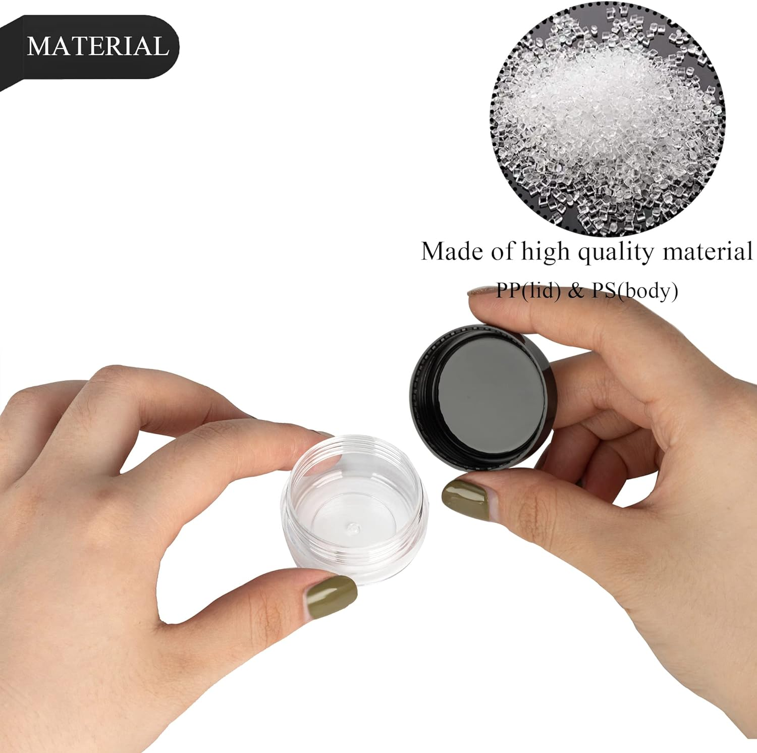 25PCS 10 Gram Sample Containers, 10Ml Empty Jars with Lids, Small Cosmetic Containers, Mini Sample Jars with 2PCS Mini Spatulas for Make Up, Oils, Lotion, Powder, Paint, Jewelry, Lip Balms(Black Lid)