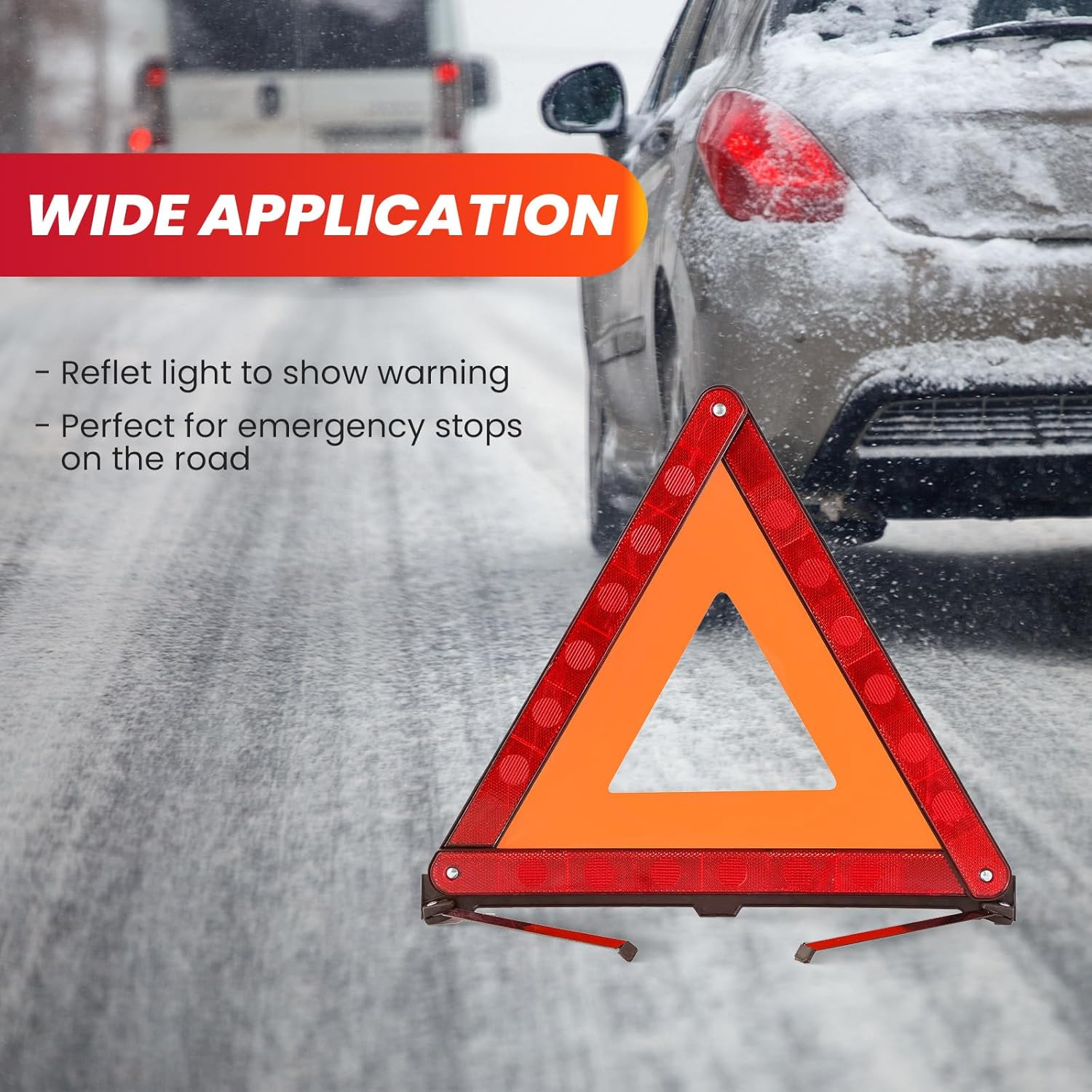 DASBET Emergency Warning Triangles | Roadside Safety Triangle, 3 Pack Foldable Warning Reflective Triangle with Case for Vehicles Breakdown image number 5