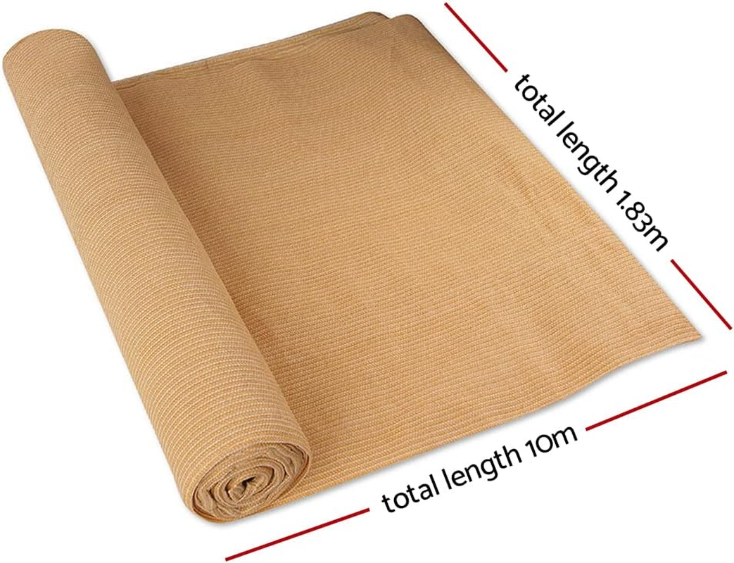 Instahut Shade Cloth 1.83 X 10M Sunshade Sail Shadecloth Sun Block Outdoor Marquee Canopy Shelter Cover for Beach Pool Car Patio Backyard Lawn Garden Carport Fence Greenhouse, Beige 50% UV Blockage image number 1