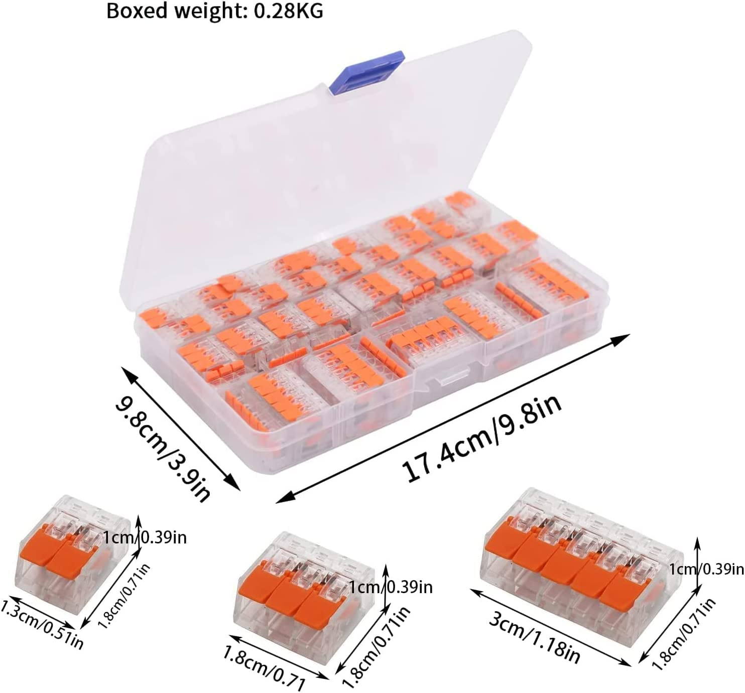 75 Pcs Lever Nut Assortment Splicing Connector Kit, Compact Splicing Connectors, Multi-Function Soft and Hard Wire Universal Electrical Connectors (2 Port 3 Port 5 Port) Blue image number 2