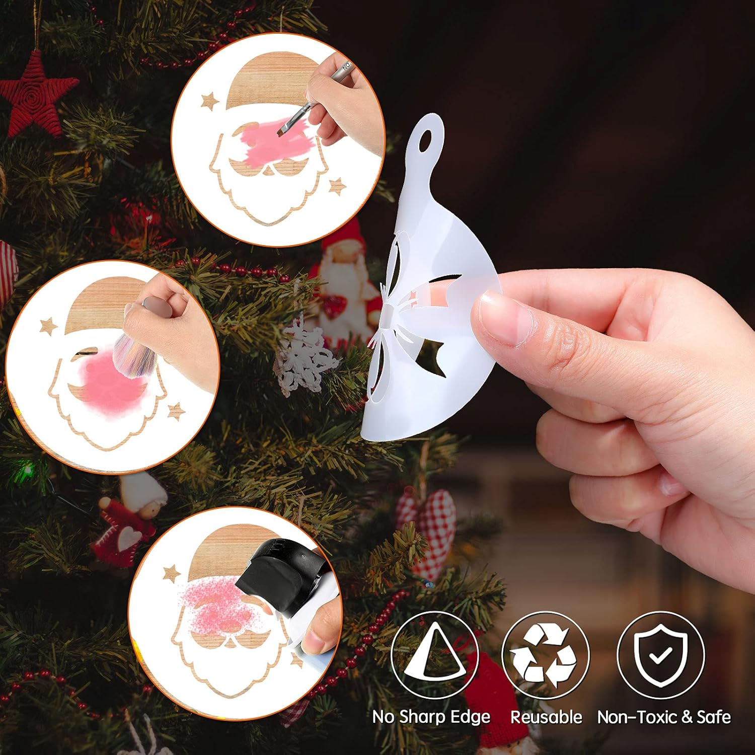 30 Pieces Christmas Cookie Stencils Templates Decorations Christmas Coffee Baking Painting Mold Tools Plastic Cookie Coffee Decorating Stencils Reusable Xmas Baking Tools for Christmas Baking DIY image number 4