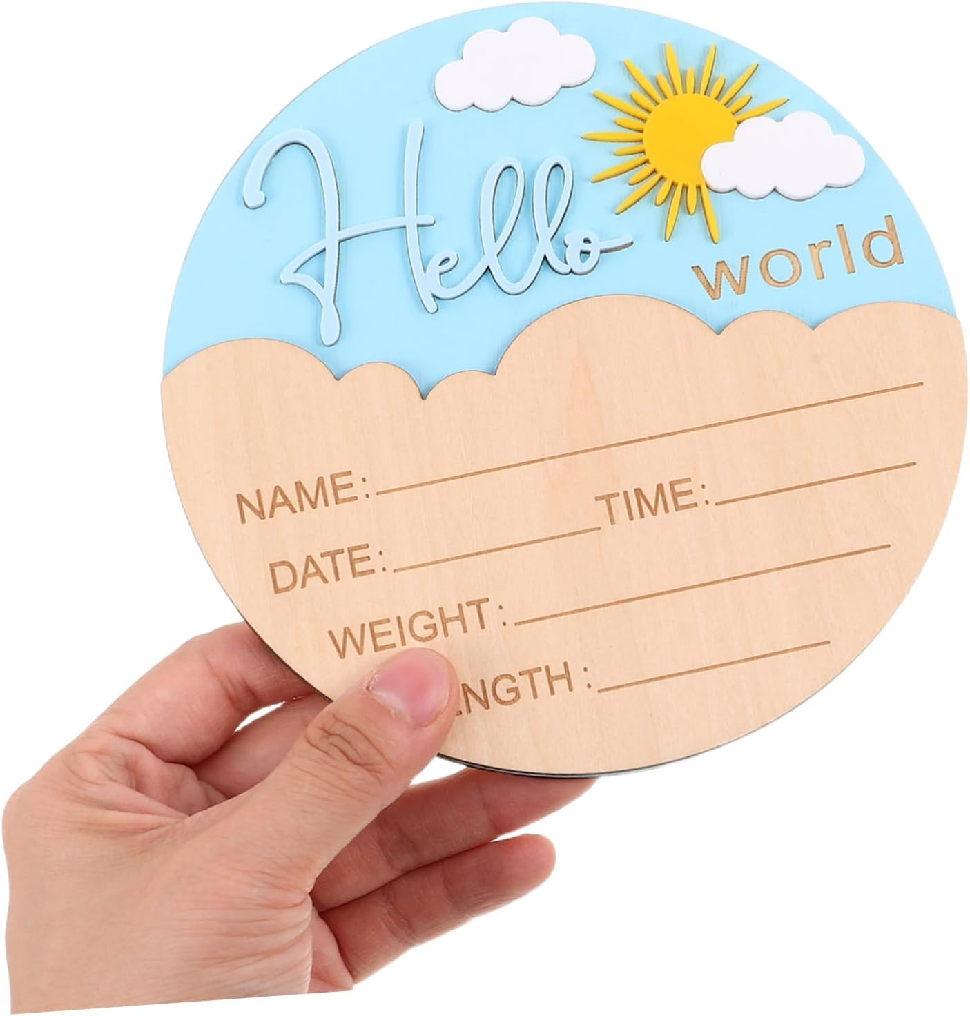 Yardwe Wooden Birth Name Plaques for Boys Photo Props for Shower Nursery and Hospital Lightweight Durable Design - Multi image number 6